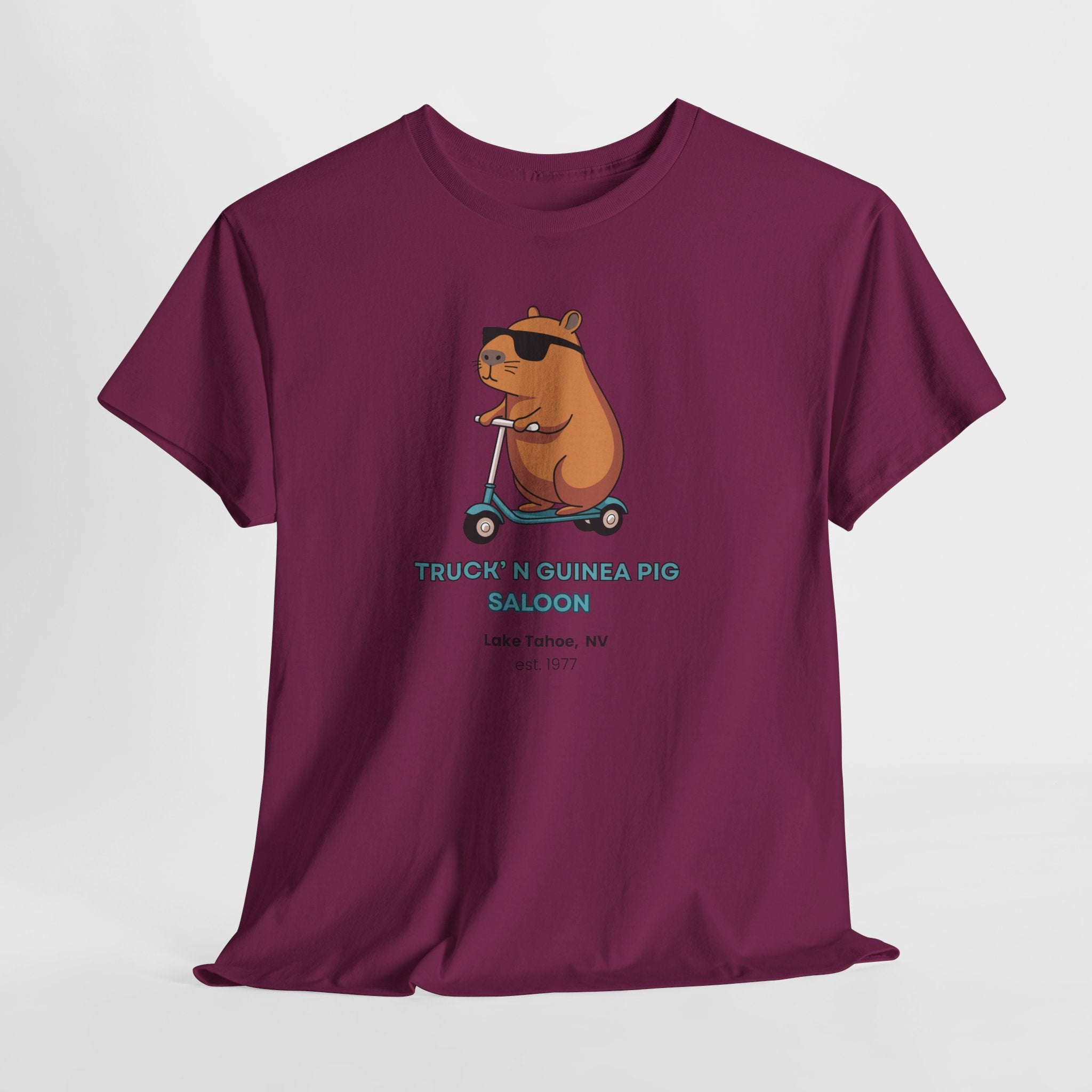 Must see The Truck'n Guinea Pig in Lake Tahoe Tee, Fun Unisex Graphic T-Shirt, Trendy Casual Wear, Gift for Animal Lovers, Summer Festival Outfit