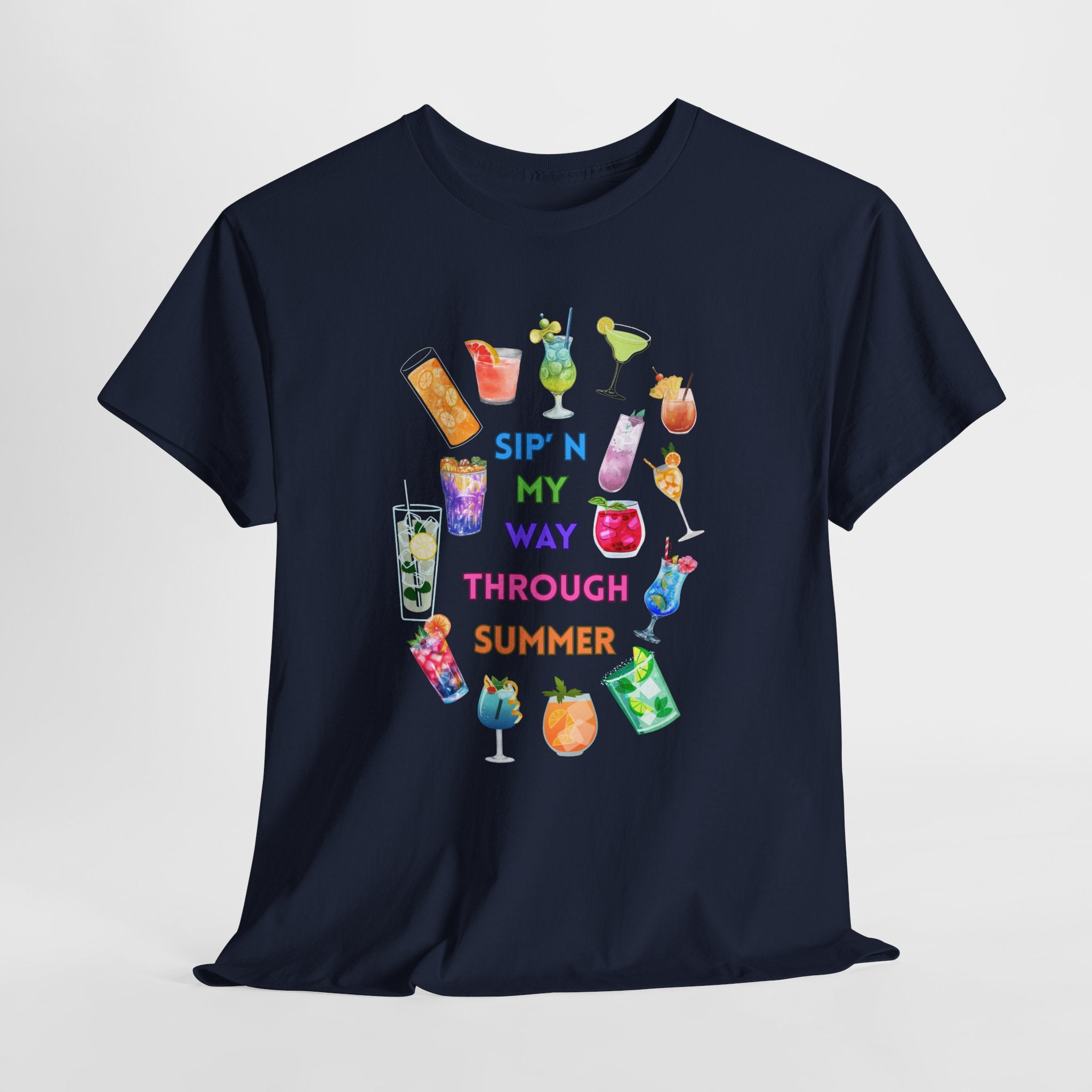 Declare Cocktail Culture at its finest Colorful Summer Unisex Tee - Sip'in My Way Through the Summer