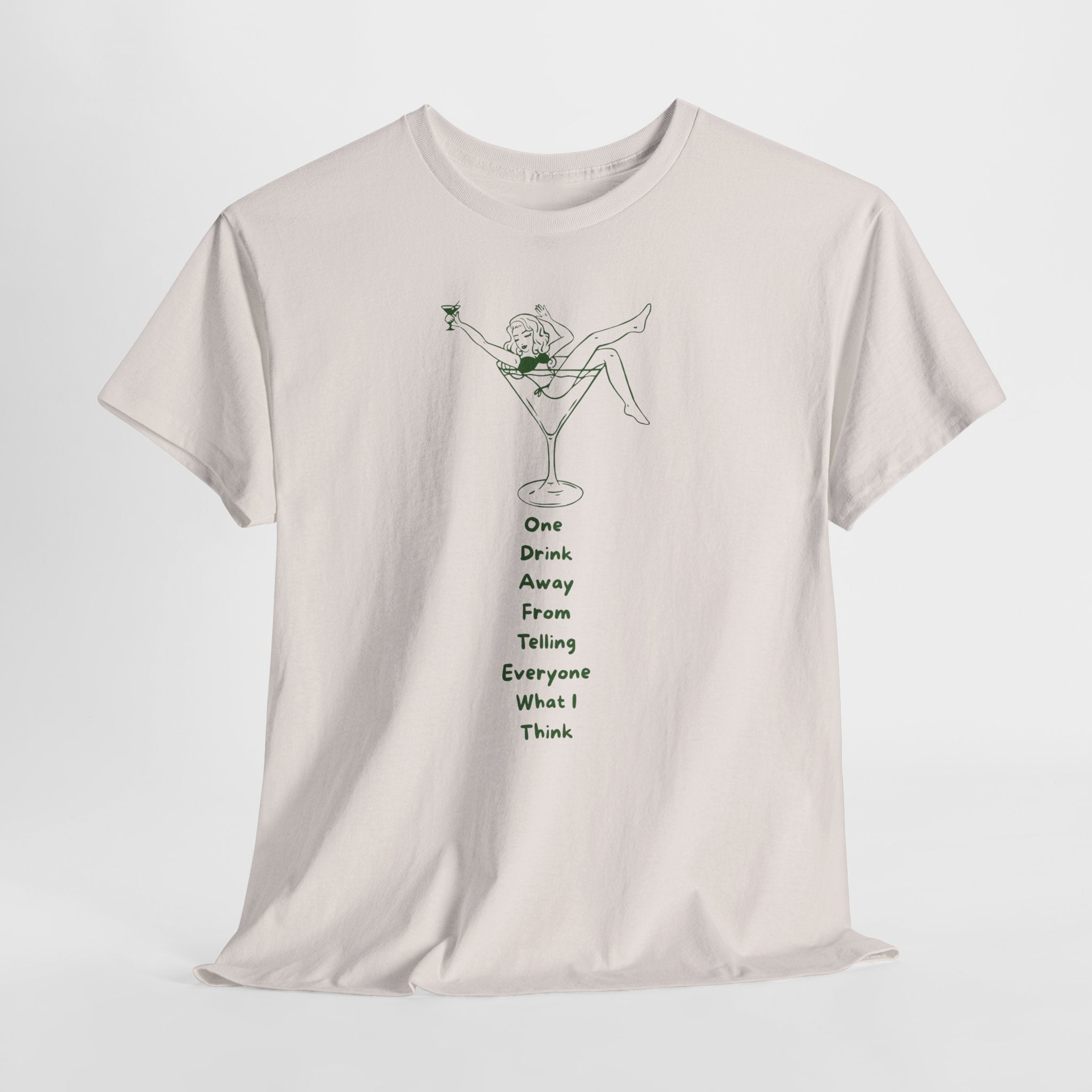 Funny One Drink Away From...Unisex heavy Cotton T-Shirt, Gift for Friends, Party Wear, Casual Style, Perfect for Birthdays, Celebrations