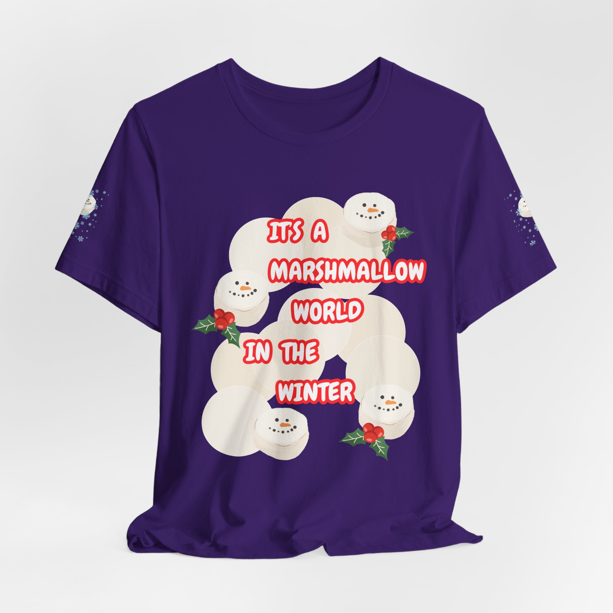 Fun Marshmallow World in the Winter  Unisex Heavy Cotton Tee —  "It’s a Marshmallow World in the Winter" Cute Holiday T-Shirt