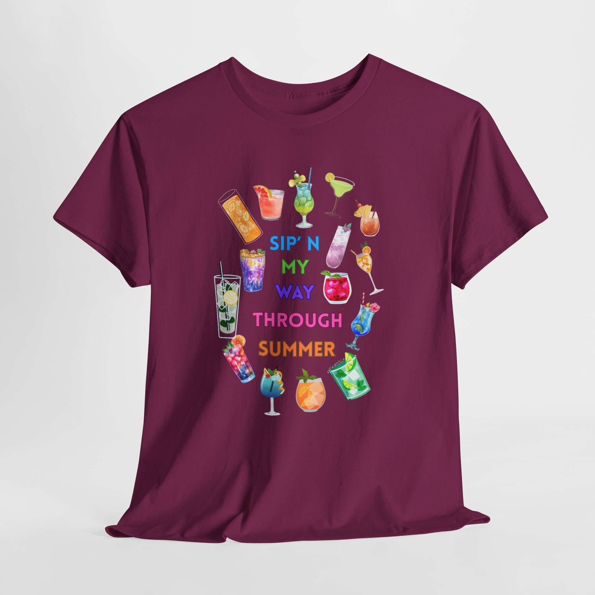 Declare Cocktail Culture at its finest Colorful Summer Unisex Tee - Sip'in My Way Through the Summer