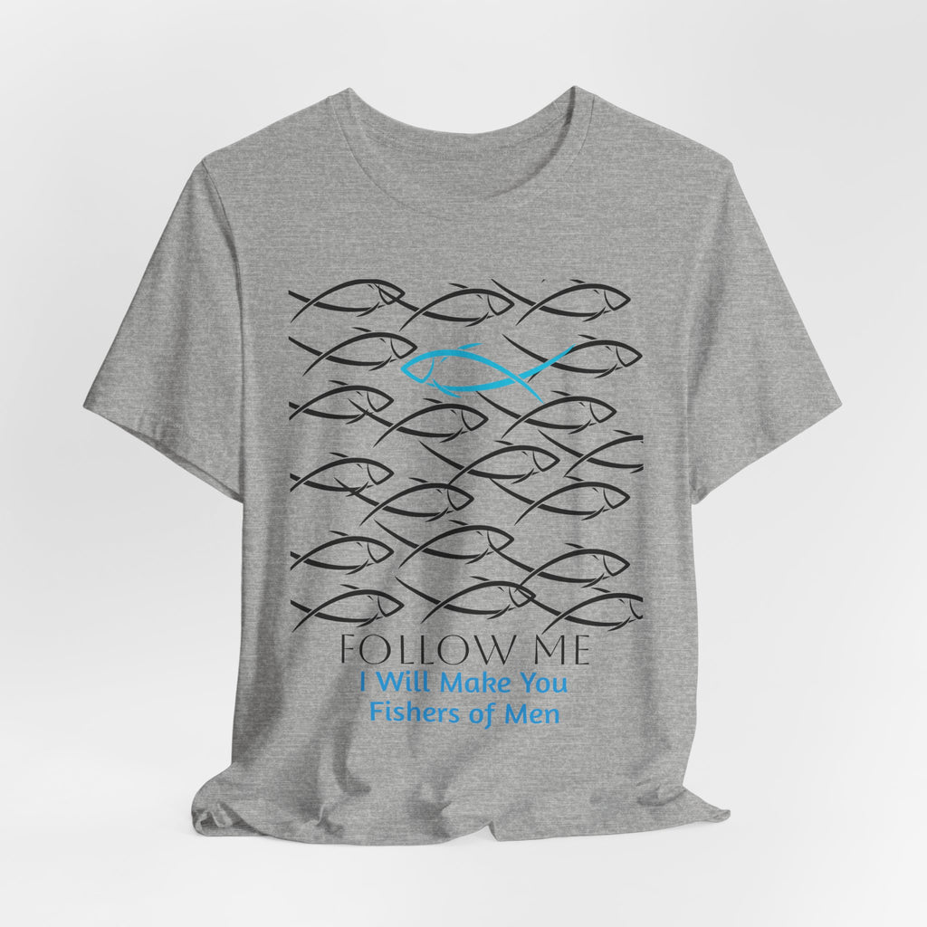 Follow Me Fishers of Men  Graphic Unisex Heavy Cotton Tee — Christian Faith Fish Symbol T-Shirt