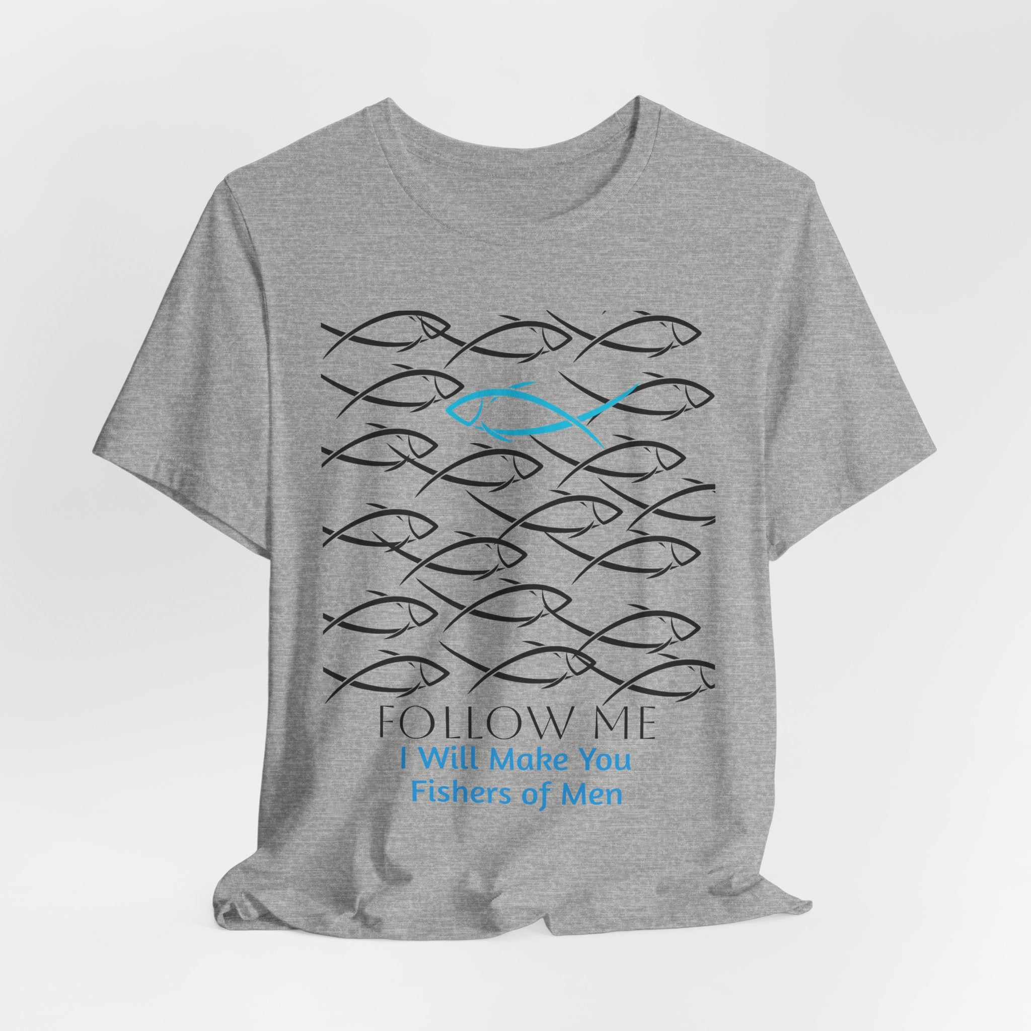 Follow Me Fishers of Men  Graphic Unisex Heavy Cotton Tee — Christian Faith Fish Symbol T-Shirt