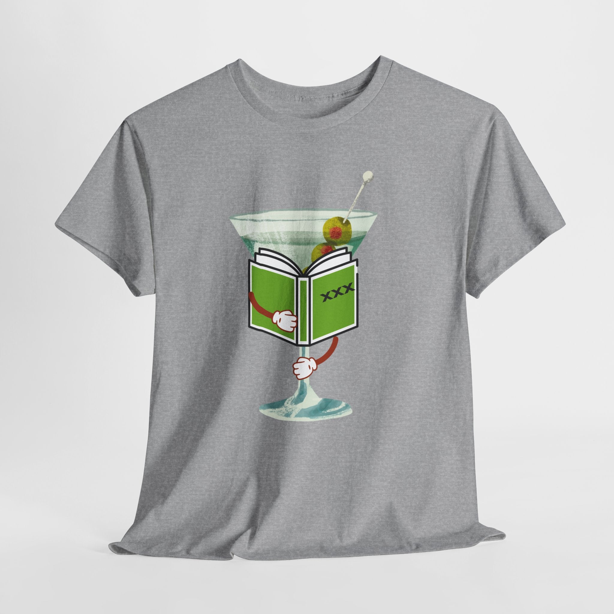 Naughty "Dirty Martini" Graphic Unisex Heavy Cotton Tee — Martini Glass with XXX Book Graphic T-Shirt