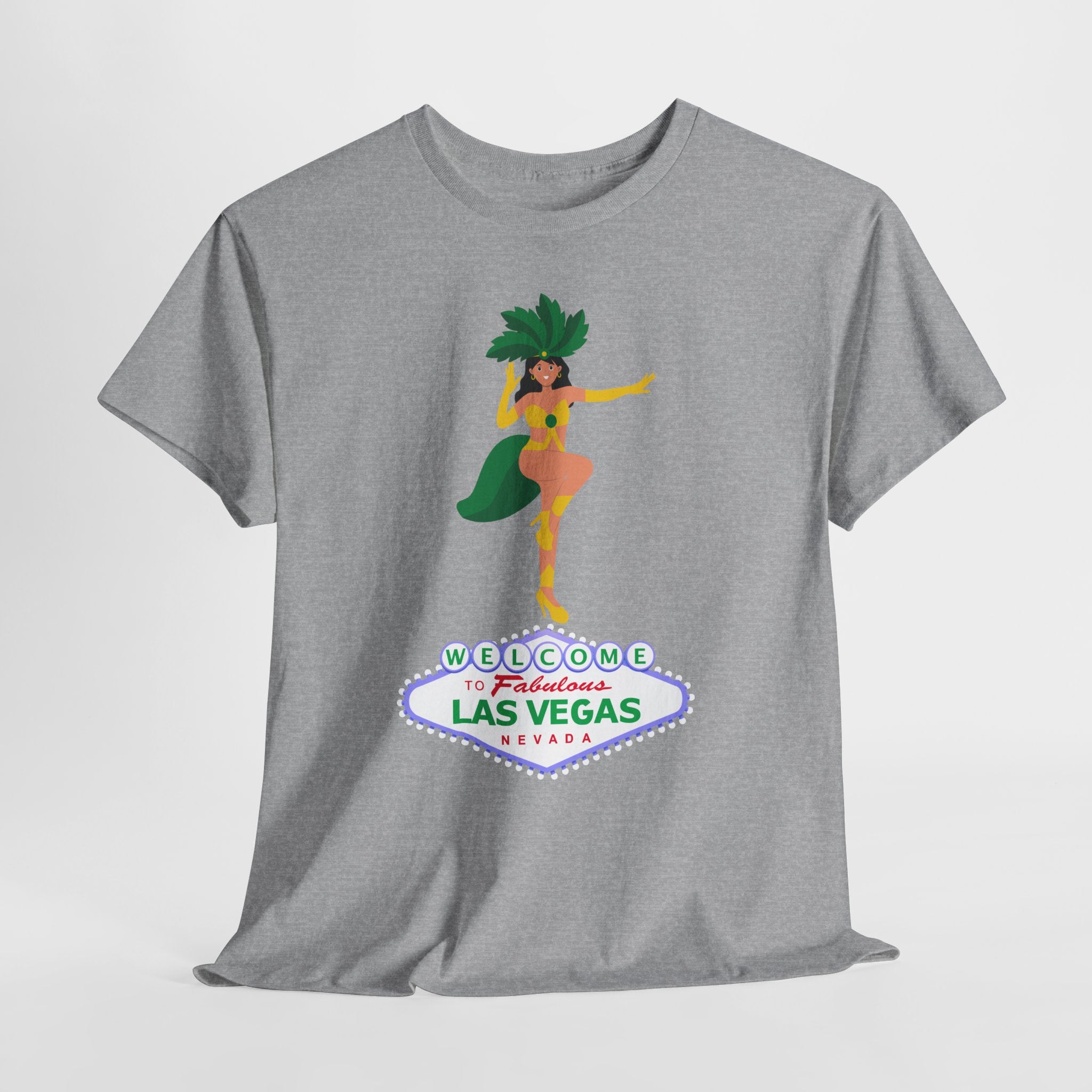 Let The Weekend Party begin with this Las Vegas Showgirl Unisex Heavy Cotton T-Shirt — Welcome to Fabulous Retro Vegas Tee