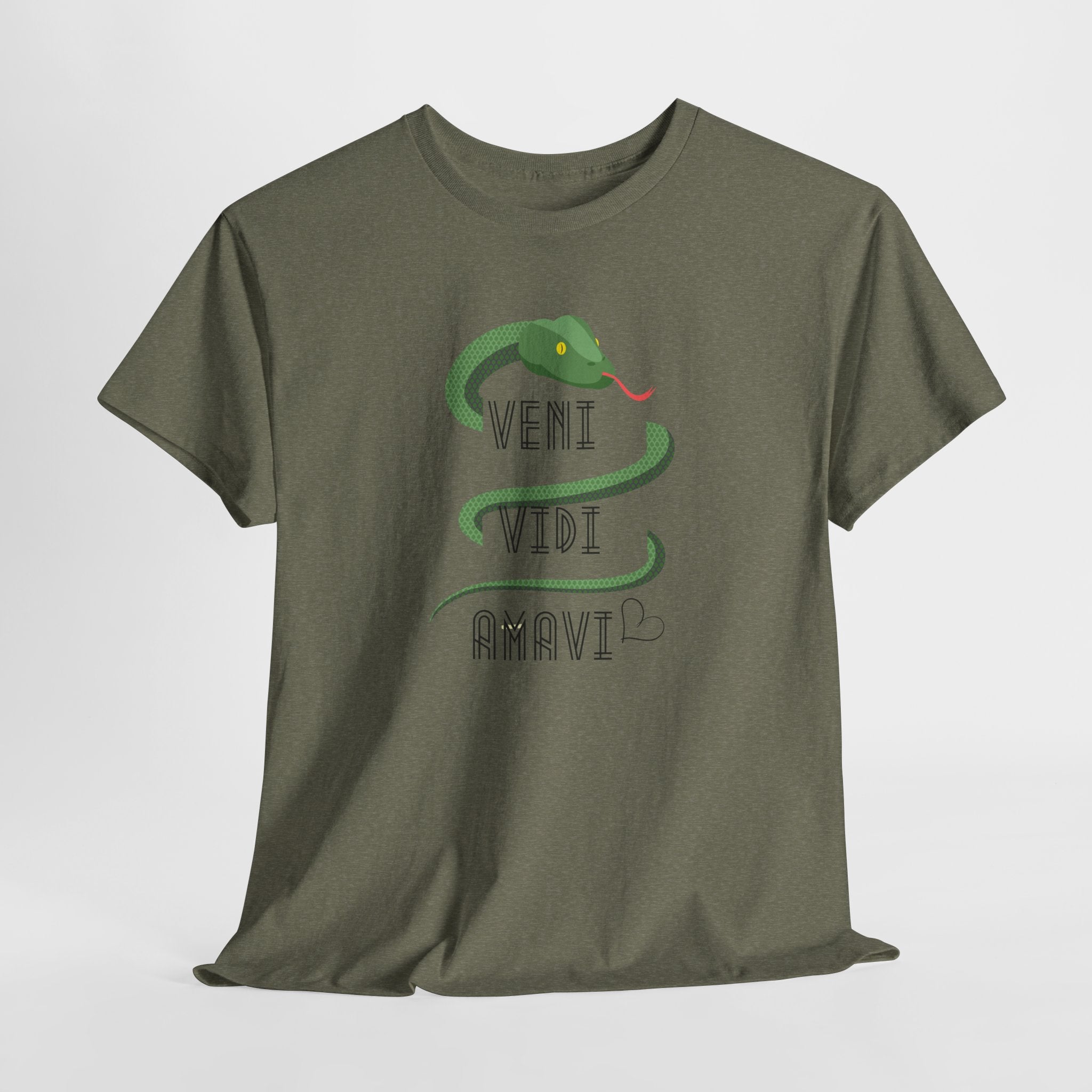 Veni Vidi Amavi  (I Came, I Saw, I Loved) Graphic Unisex Heavy Cotton Tee - Stylish Comfortable T-Shirt for Casual Wear