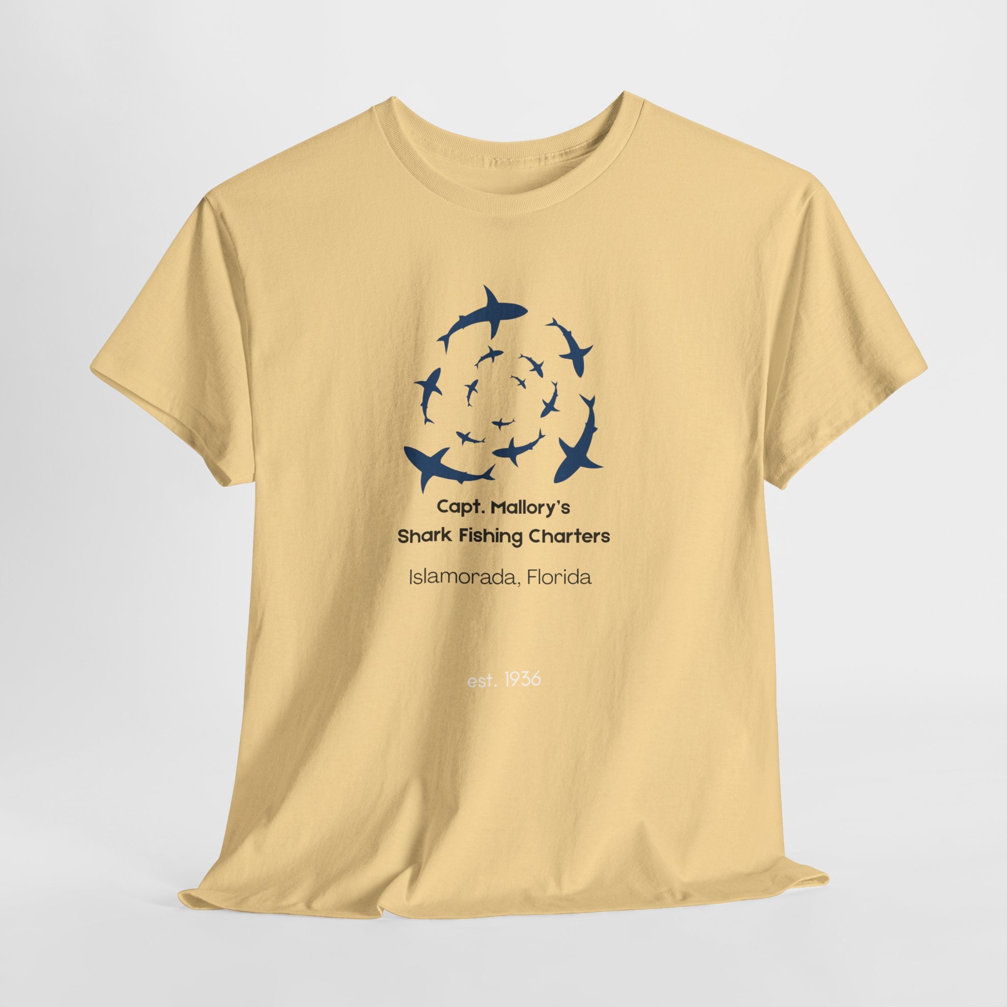 Cpt Mallory Shark Fishing Charters  Islamorada FL Tee, Unisex Cotton Shirt, Beachwear, Fishing Gift, Ocean Lover Apparel