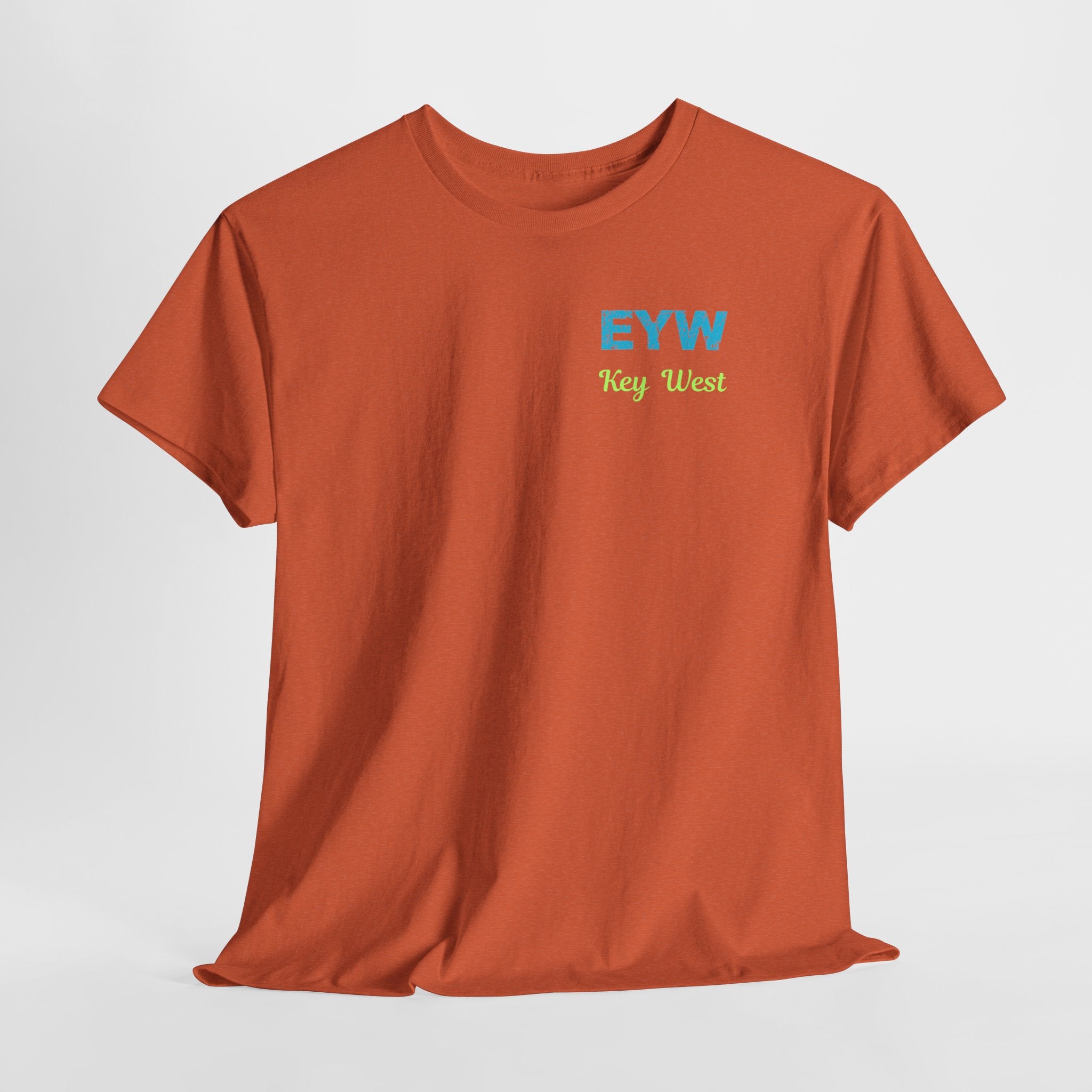 EYW Key West International Airport Vibes Unisex Heavy Cotton Tee — Vintage Distressed Lettering Florida T‑Shirt