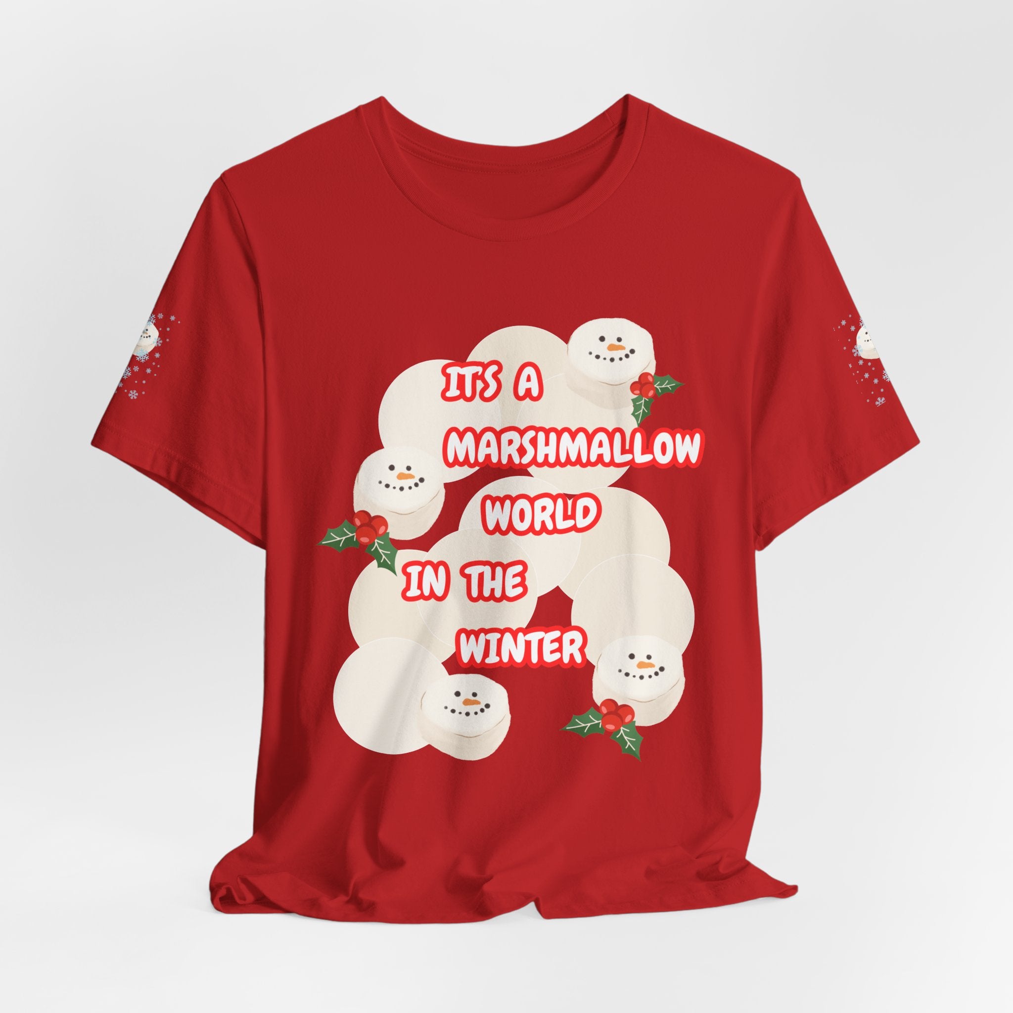 Fun Marshmallow World in the Winter  Unisex Heavy Cotton Tee —  "It’s a Marshmallow World in the Winter" Cute Holiday T-Shirt
