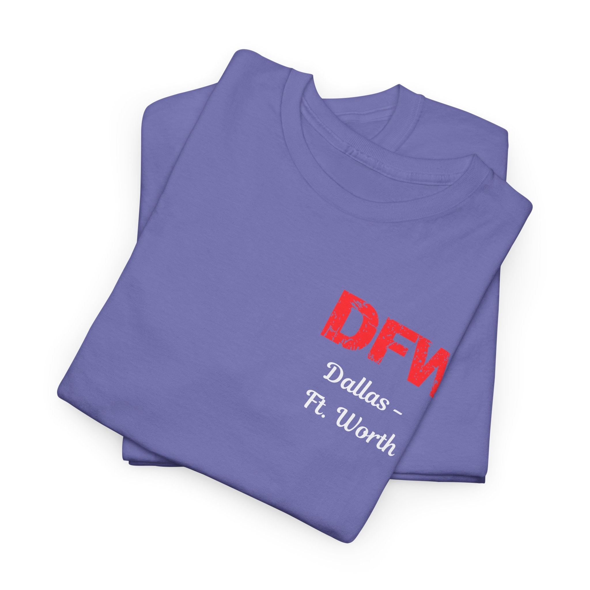 Distressed Letters DFW Dallas Fort Worth International Airport Unisex Heavy Cotton Tee