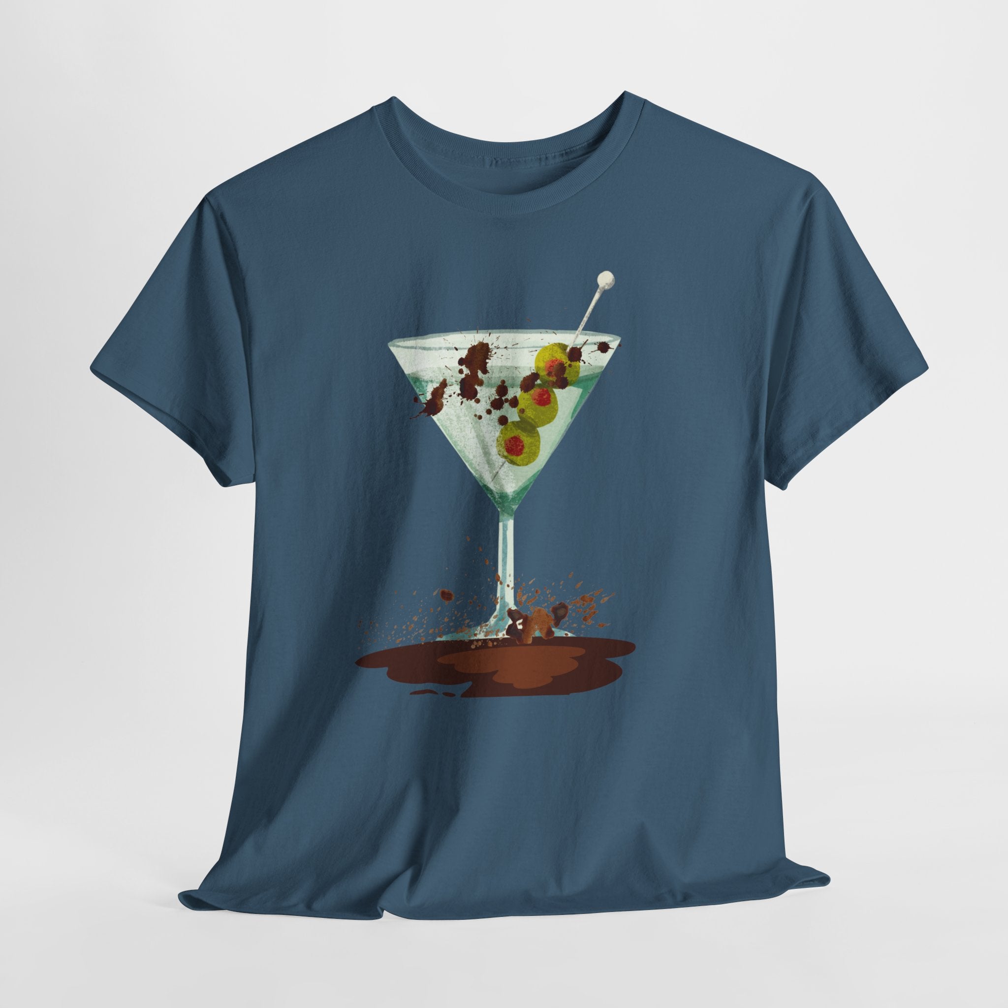 Fun Graphic "Dirty Martini" Unisex Heavy Cotton T-Shirt — Contemporary Graphic Cocktail Culture