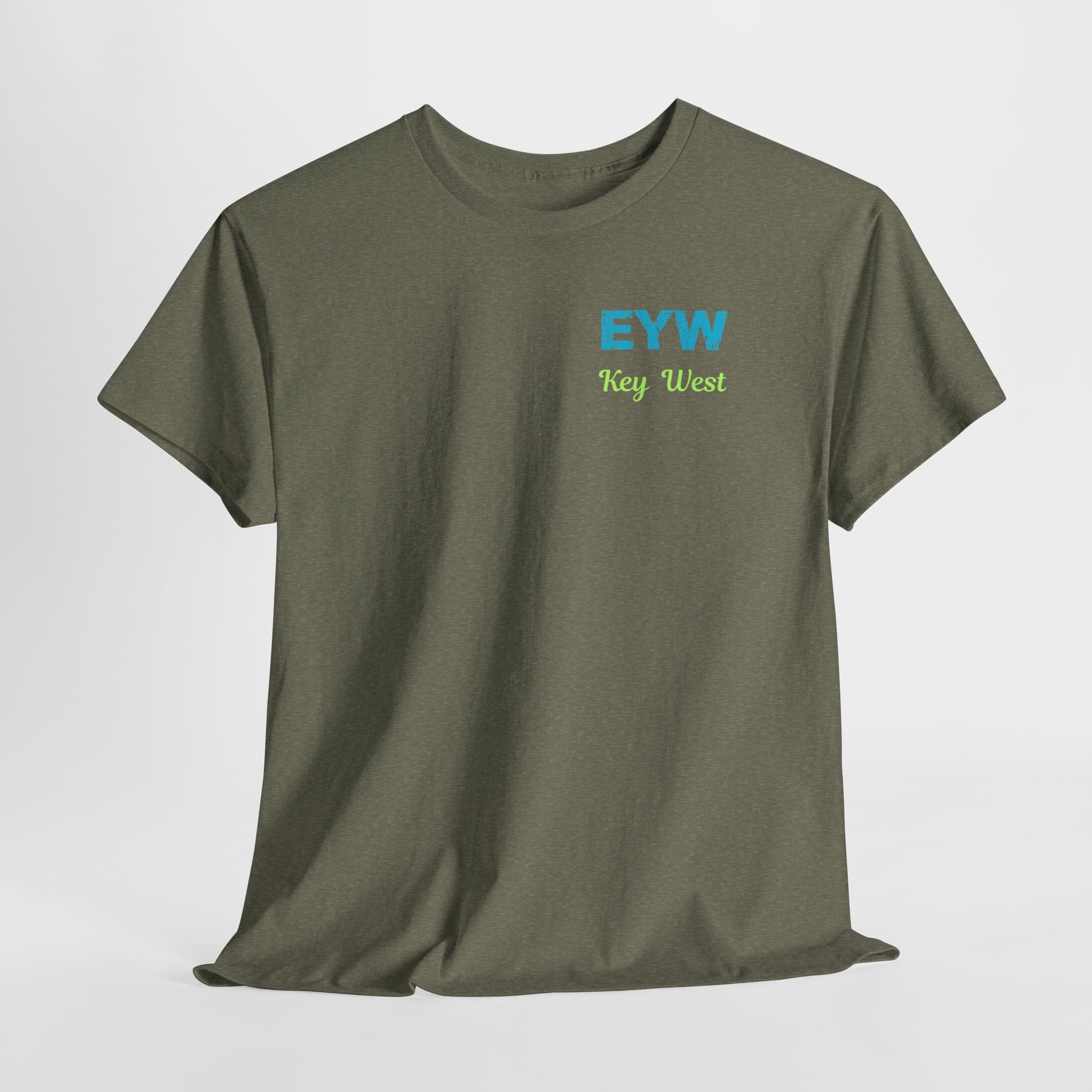 EYW Key West International Airport Vibes Unisex Heavy Cotton Tee — Vintage Distressed Lettering Florida T‑Shirt
