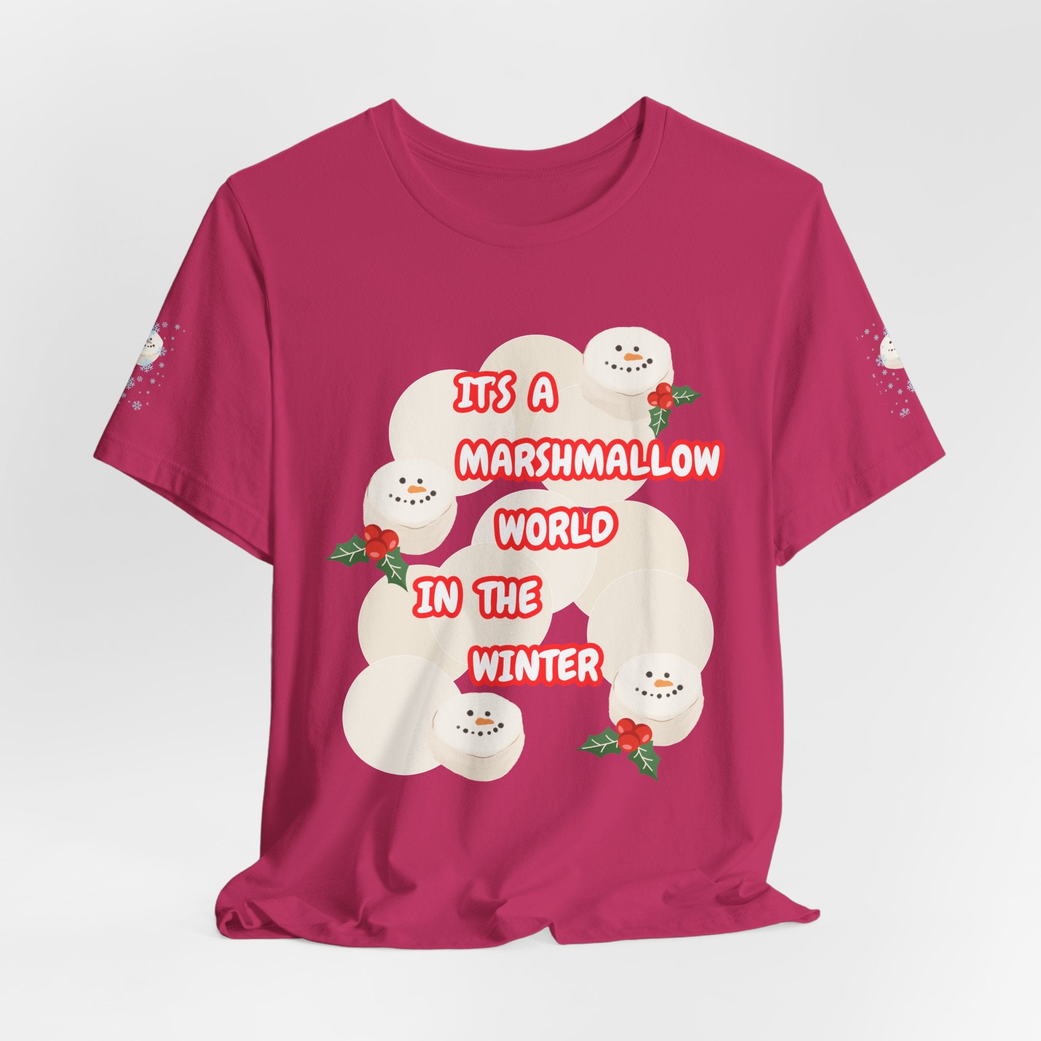 Fun Marshmallow World in the Winter  Unisex Heavy Cotton Tee —  "It’s a Marshmallow World in the Winter" Cute Holiday T-Shirt