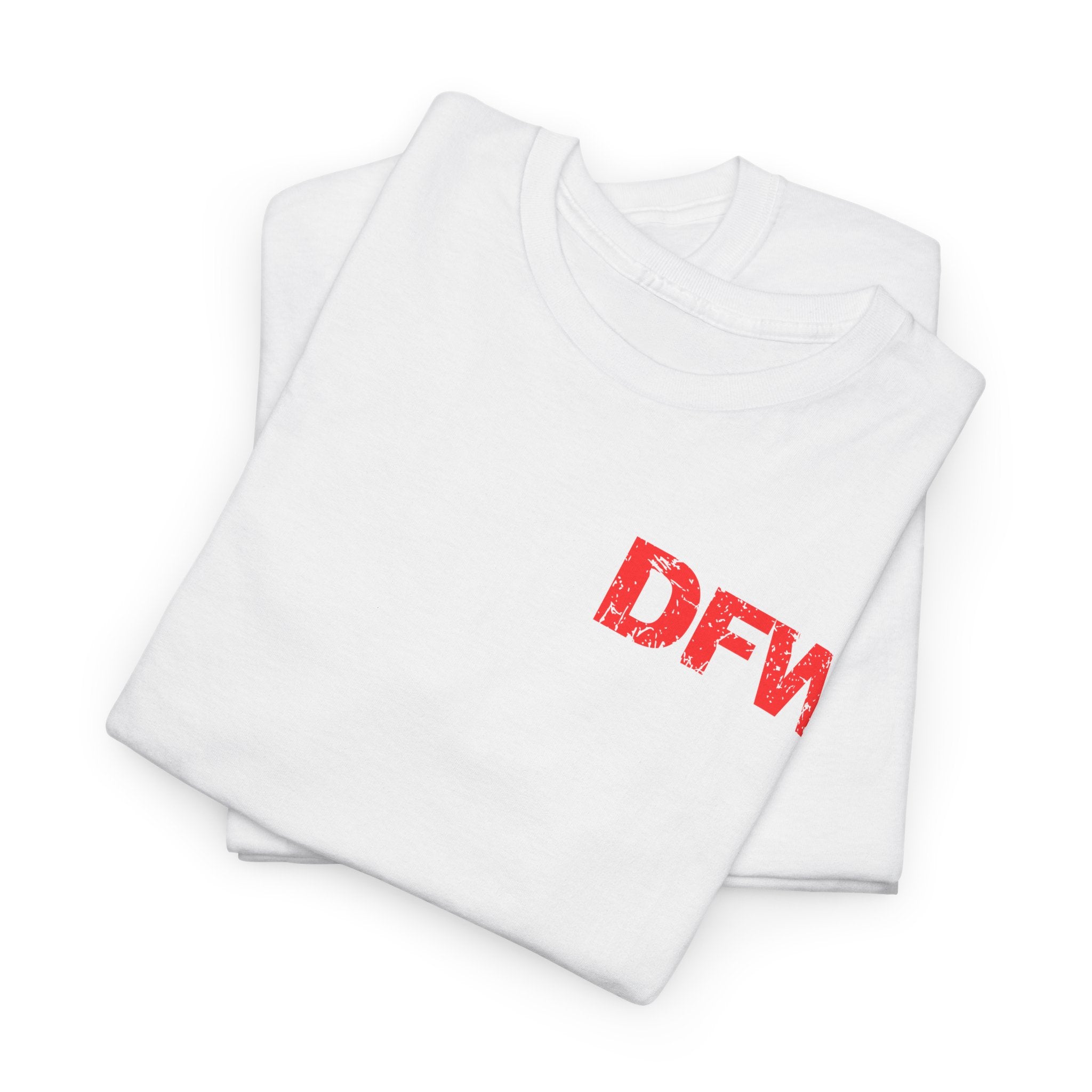 Distressed Letters DFW Dallas Fort Worth International Airport Unisex Heavy Cotton Tee