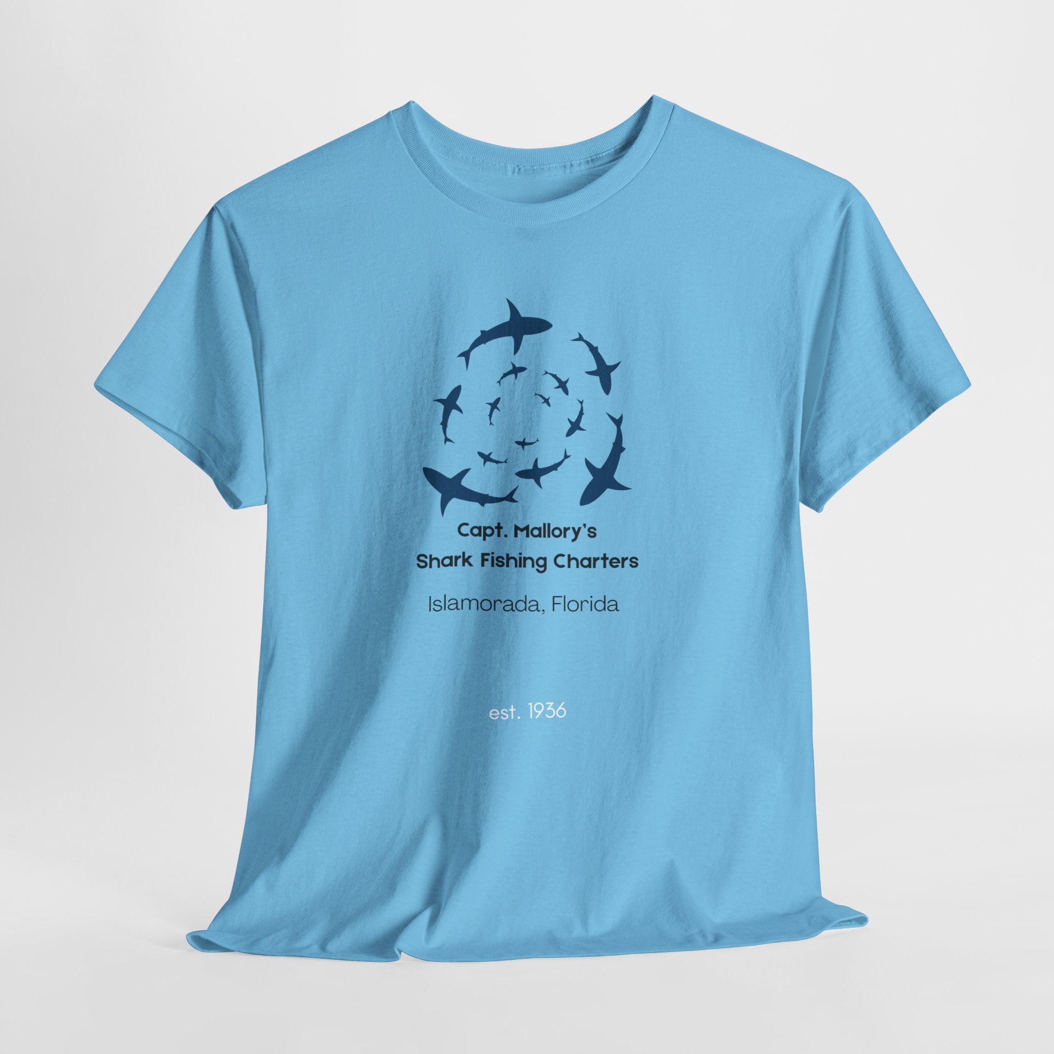 Cpt Mallory Shark Fishing Charters  Islamorada FL Tee, Unisex Cotton Shirt, Beachwear, Fishing Gift, Ocean Lover Apparel