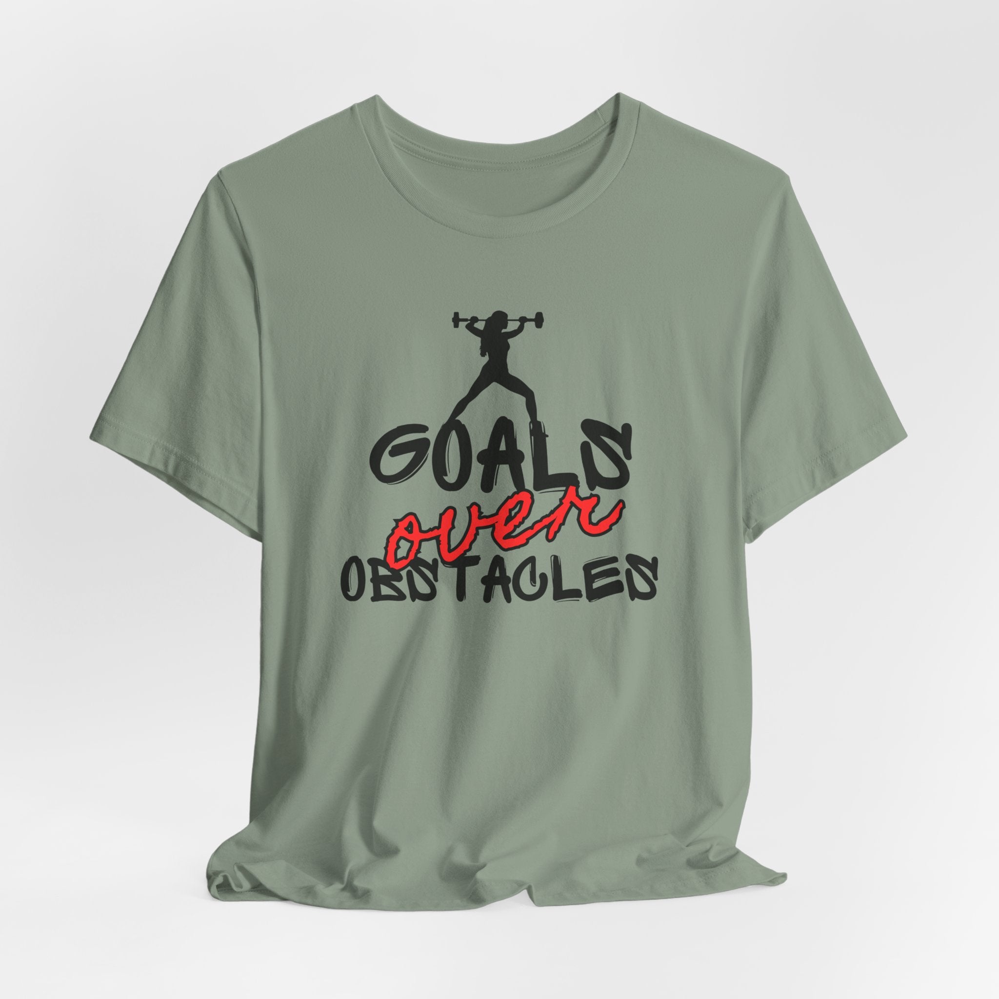 Motivational Fitness Tee - Goals Over Obstacles Shirt, Workout Top, Gym Apparel, Inspirational T-Shirt, Fitness Gift