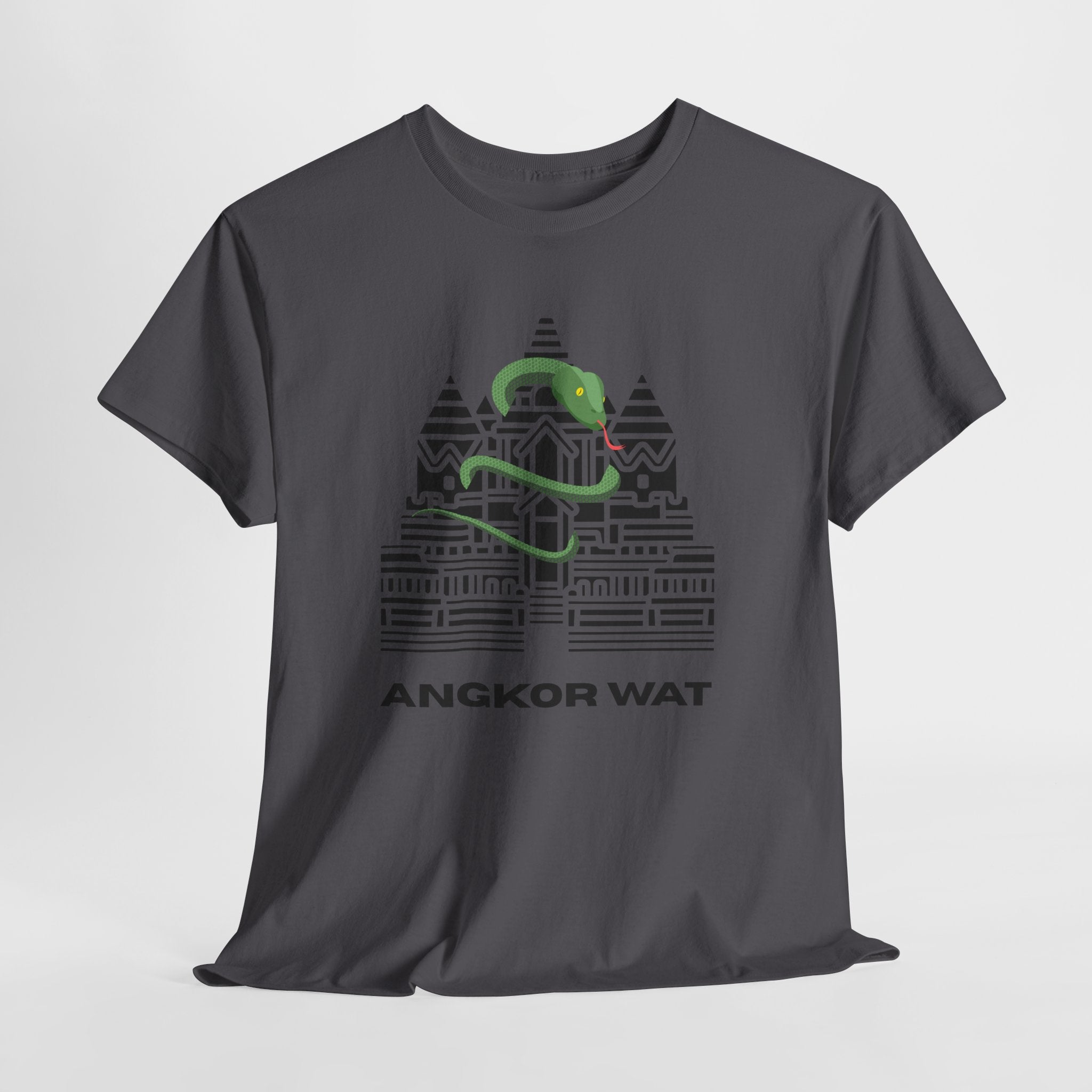 Fun and Quirky Angkor Wat Graphic  Unisex Heavy Cotton Tee — Minimalist Temple Illustration T-Shirt