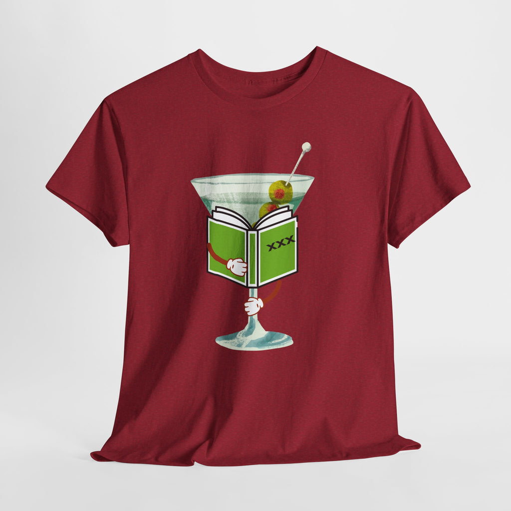 Naughty "Dirty Martini" Graphic Unisex Heavy Cotton Tee — Martini Glass with XXX Book Graphic T-Shirt