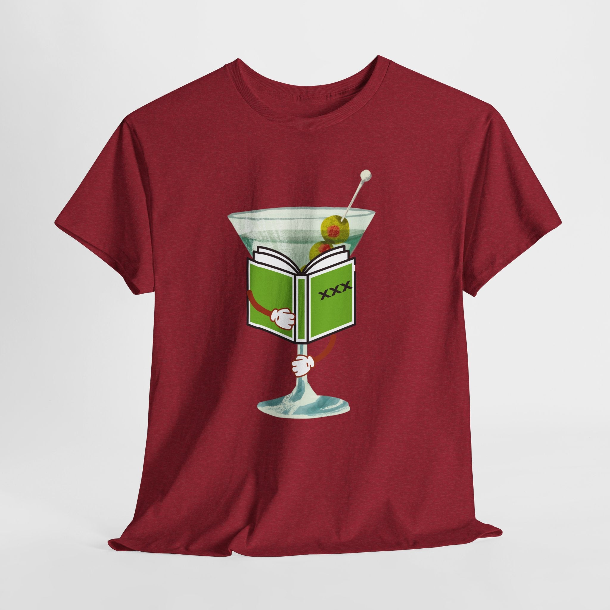 Naughty "Dirty Martini" Graphic Unisex Heavy Cotton Tee — Martini Glass with XXX Book Graphic T-Shirt