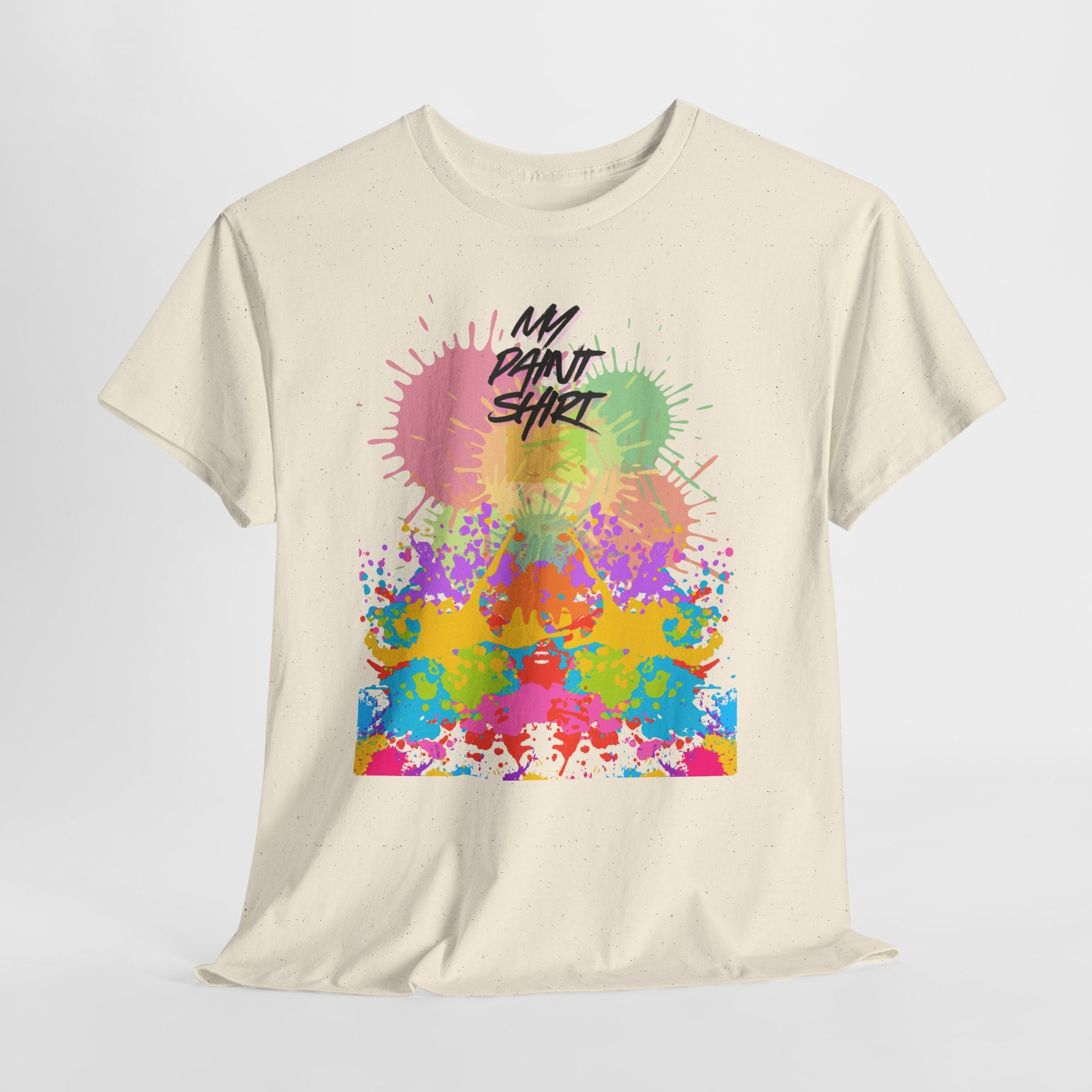 Fun Paint Splash Unisex Heavy Cotton T-Shirt — Colorful 'MY PAINT SHIRT' Perfect for the Artist in the Family