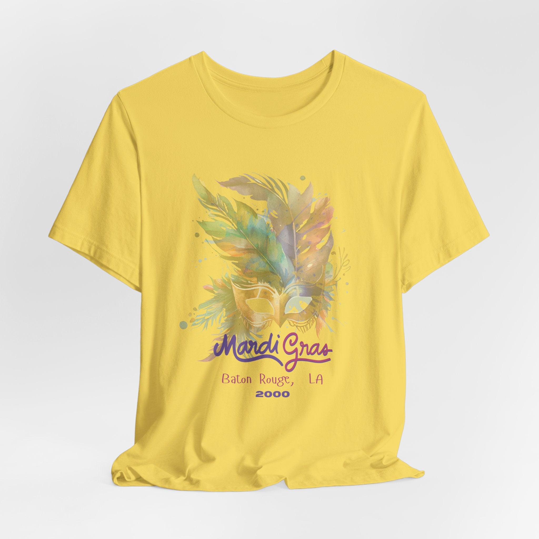 Vintage 2000 Baton Rouge LA Mardi Gras Celebration Tee, Unisex Party T-Shirt, Festival Apparel, Gift for Mardi Gras, Colorful Graphic Tee