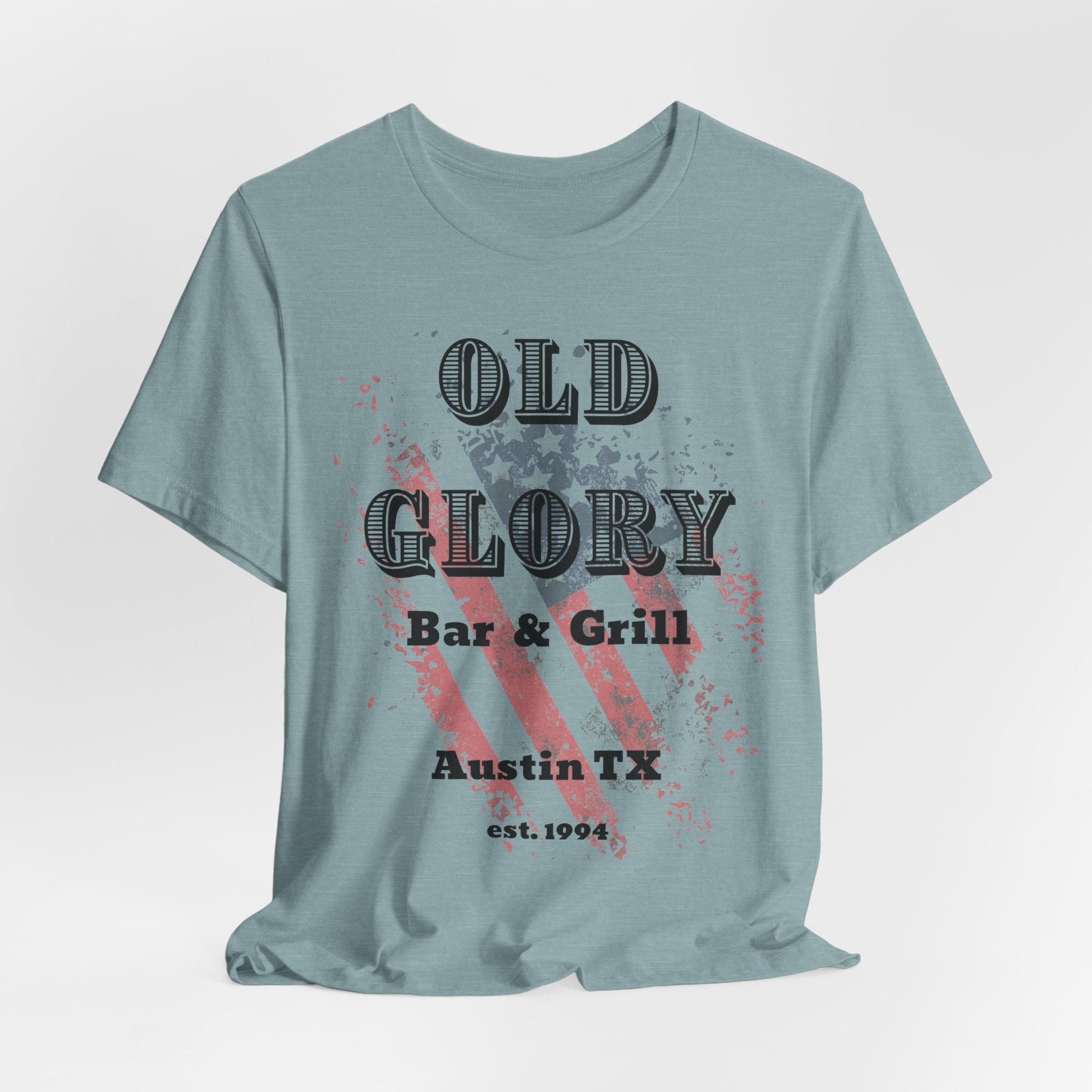 Iconic Austin, TX Bar & Grill  "Old Glory" Unisex Heavy Cotton Tee   Graphic Vintage Flag T Shirt
