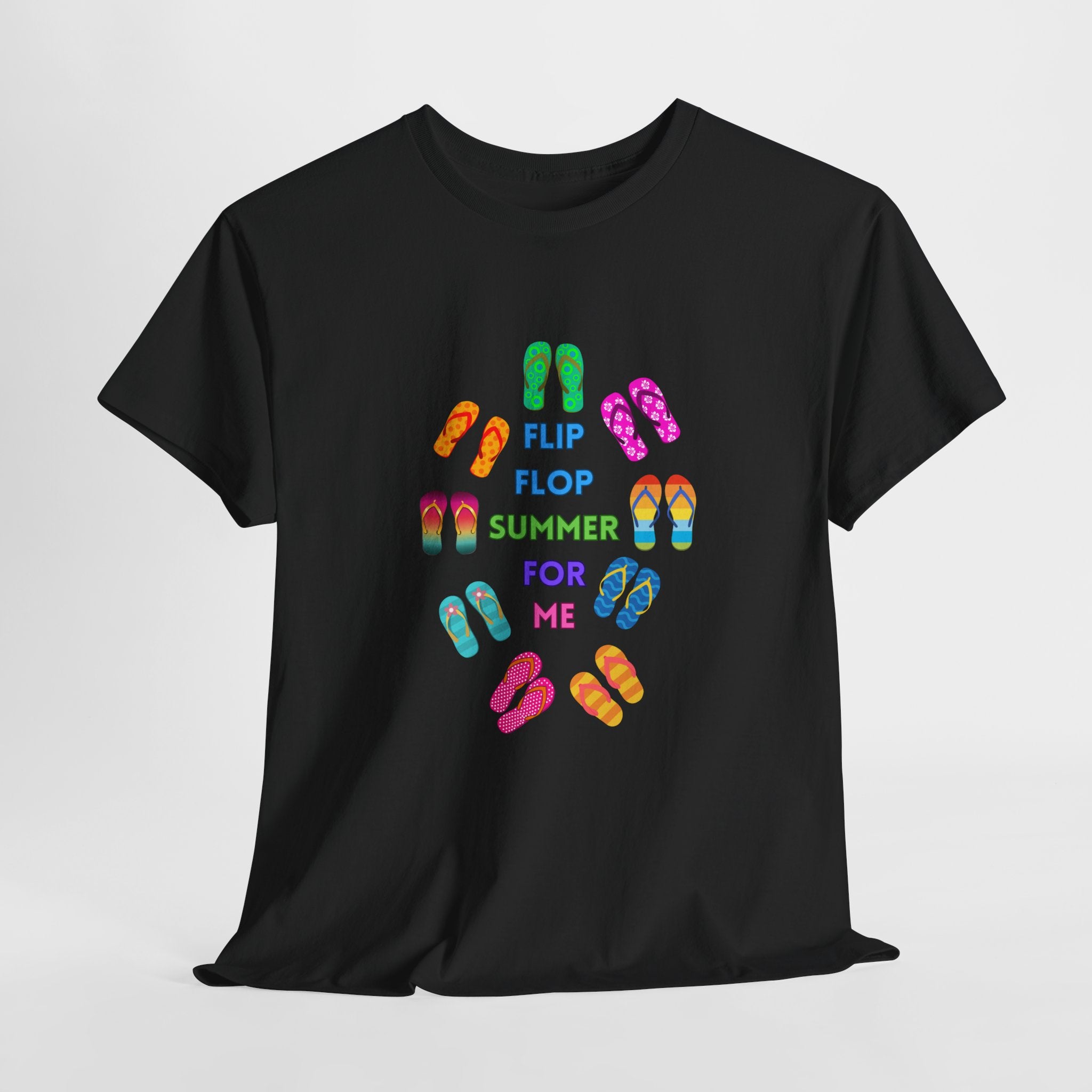 Colorful Flip Flop Summer Unisex Heavy Cotton Tee, Summer Shirt, Beachwear, Vacation Gift, Cute Graphic Tee