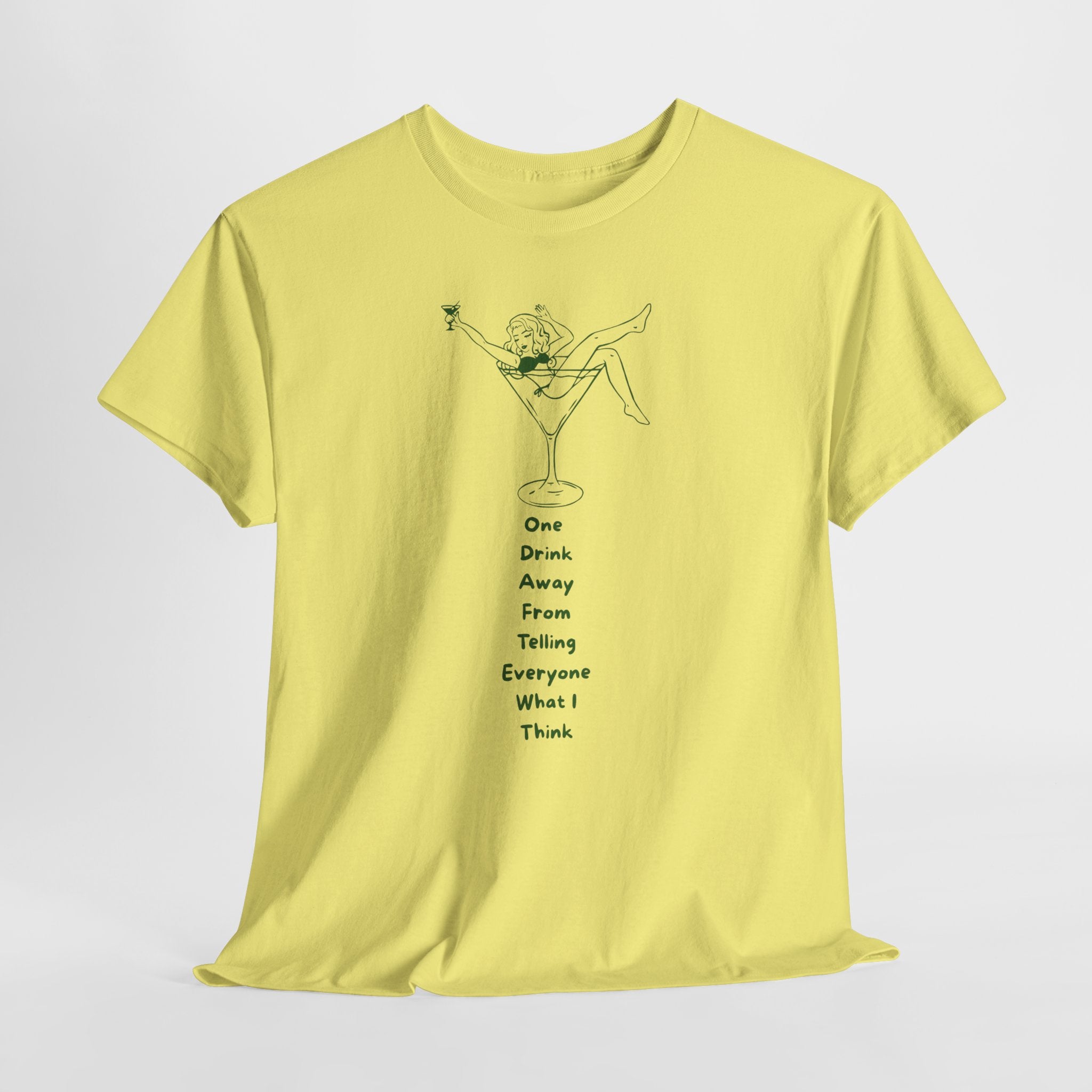 Funny One Drink Away From...Unisex heavy Cotton T-Shirt, Gift for Friends, Party Wear, Casual Style, Perfect for Birthdays, Celebrations