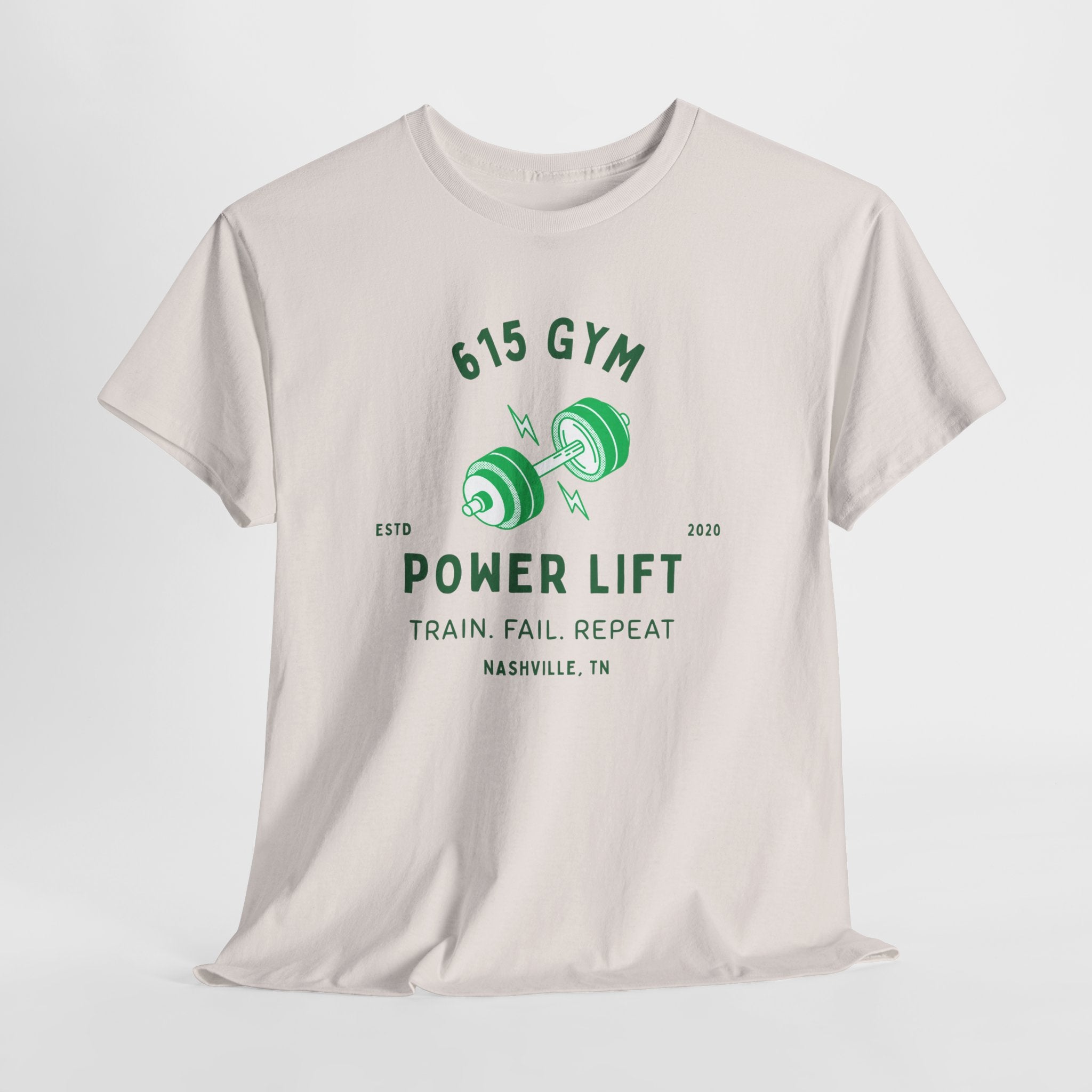 615 Gym Power Lift Nashville, TN  Classic workout gym Unisex Cotton Tee - Workout with Nashville's Popular 615 Gym Design