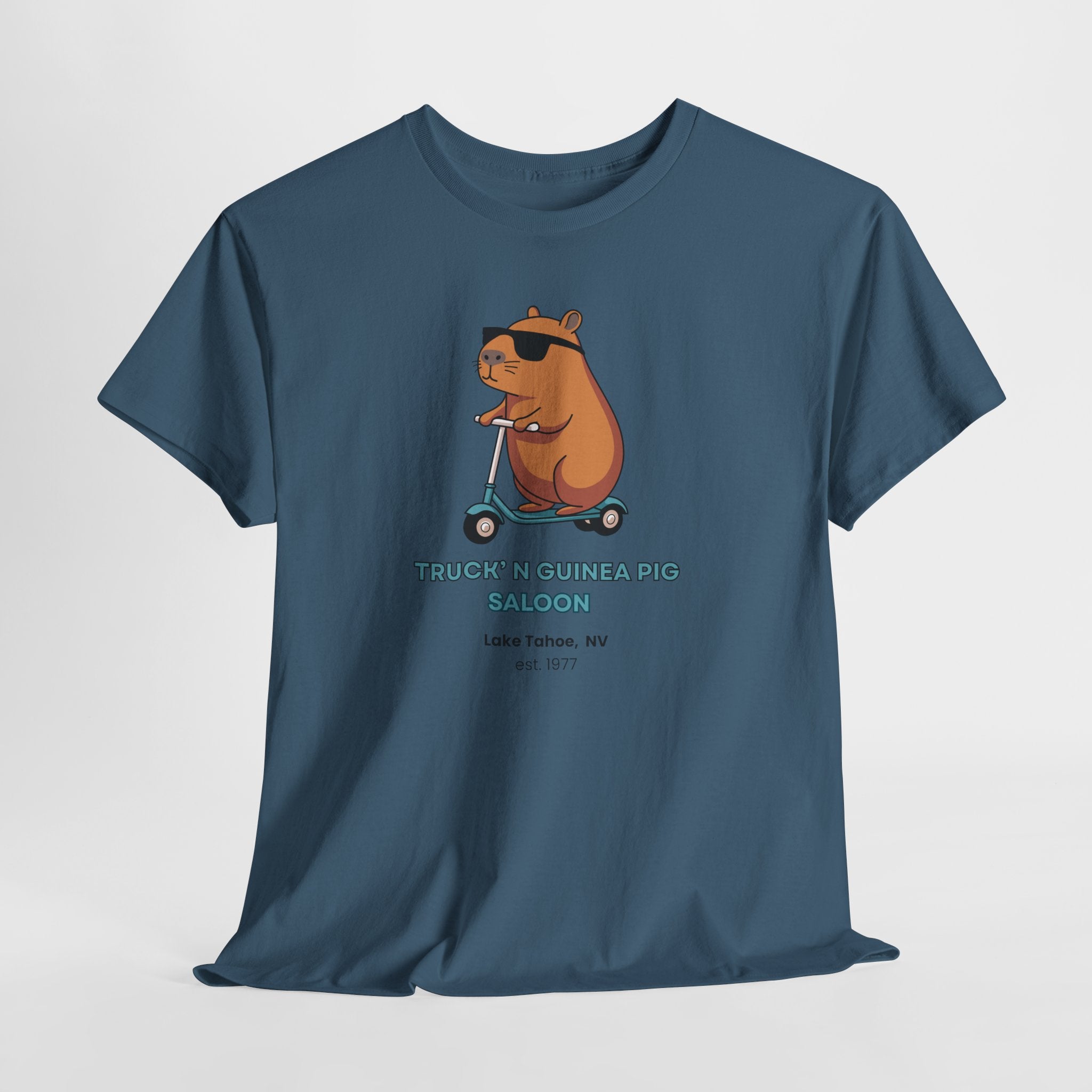 Must see The Truck'n Guinea Pig in Lake Tahoe Tee, Fun Unisex Graphic T-Shirt, Trendy Casual Wear, Gift for Animal Lovers, Summer Festival Outfit