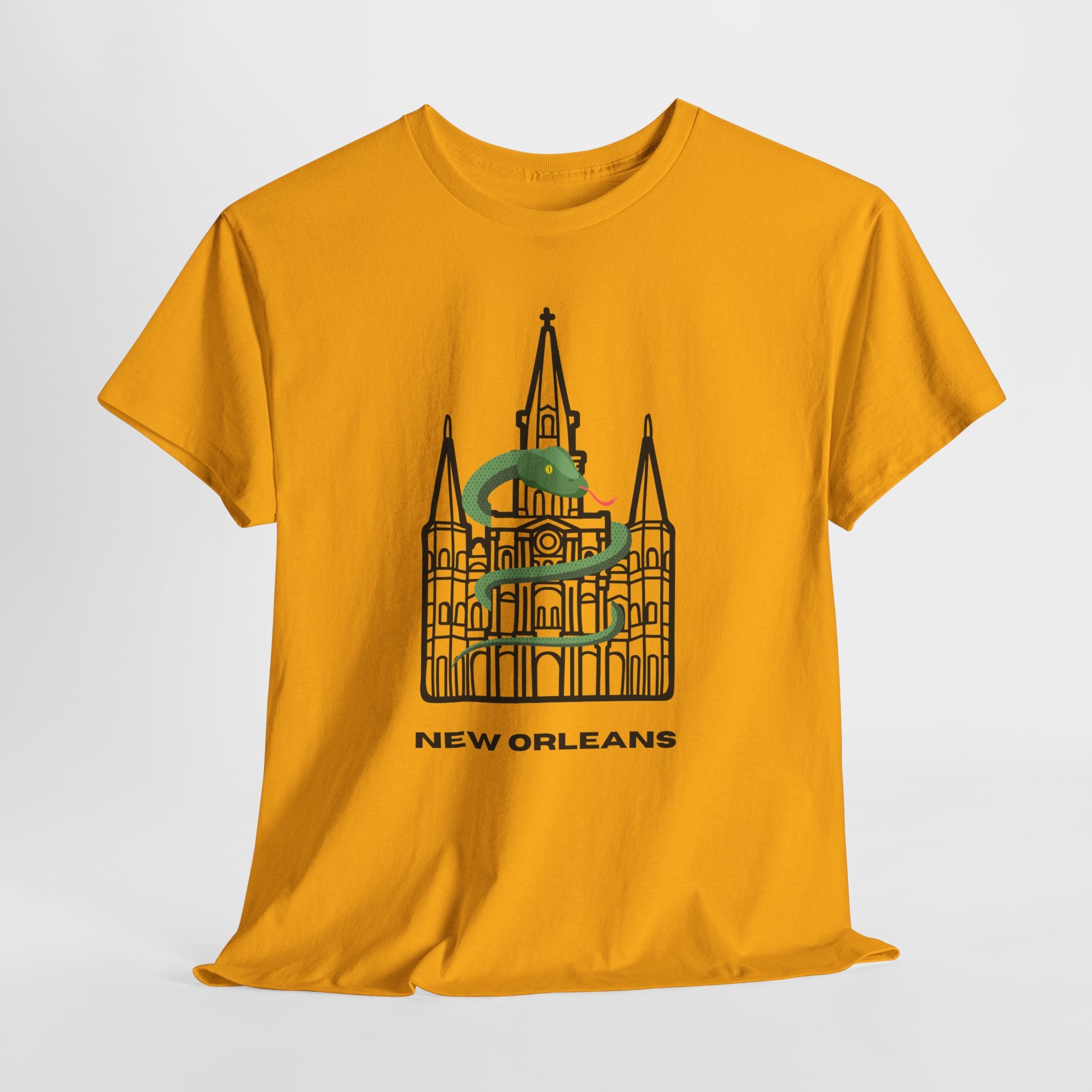 Fun New Orleans St. Louis Cathedral  Graphic Unisex Heavy Cotton Tee — St. Louis Cathedral Line Art T‑Shirt