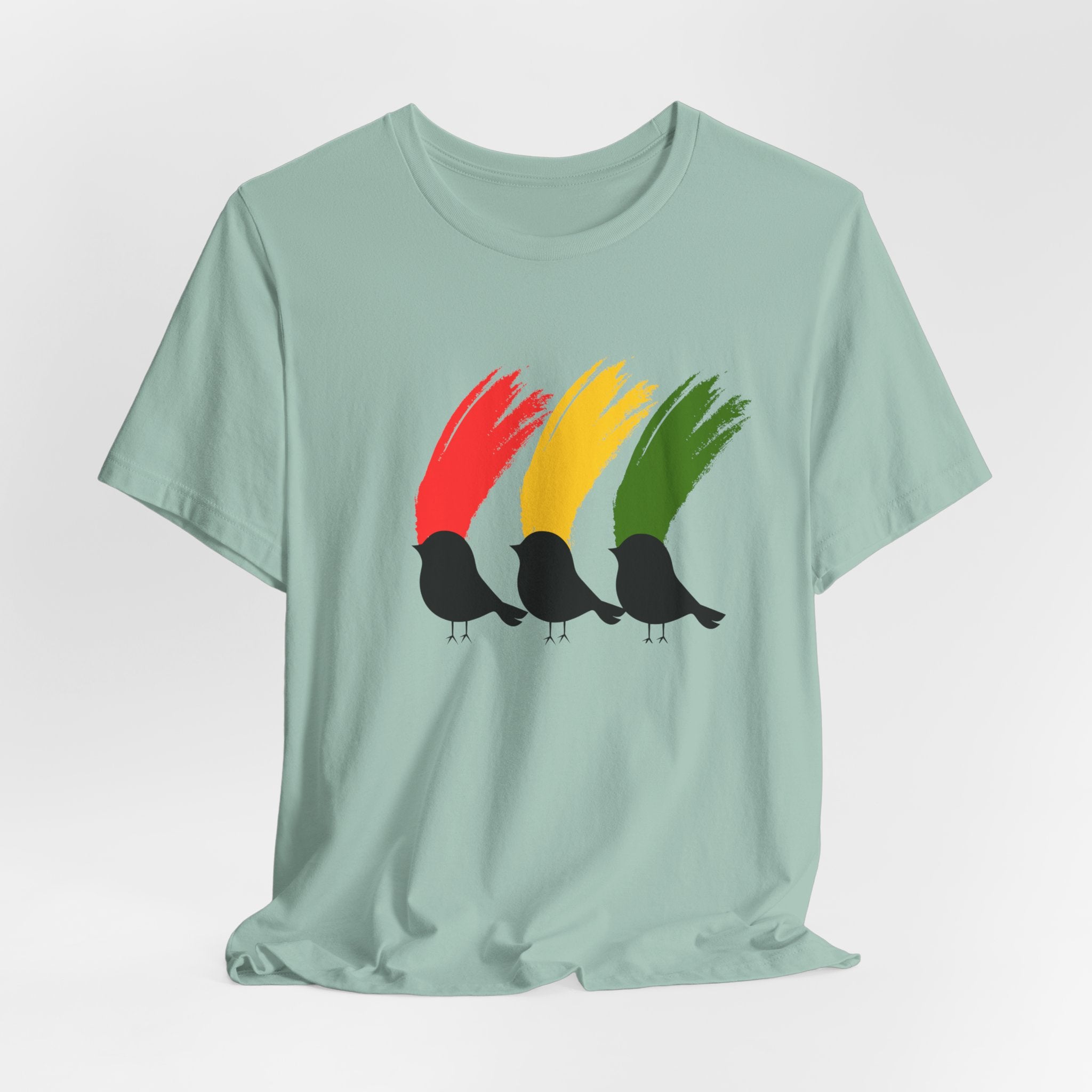 Rasta Three Little Birds Graphic Tee, Unisex T-Shirt for Music Lovers, Gift for Nature Enthusiasts, Summer Style, Eco-Friendly Wear
