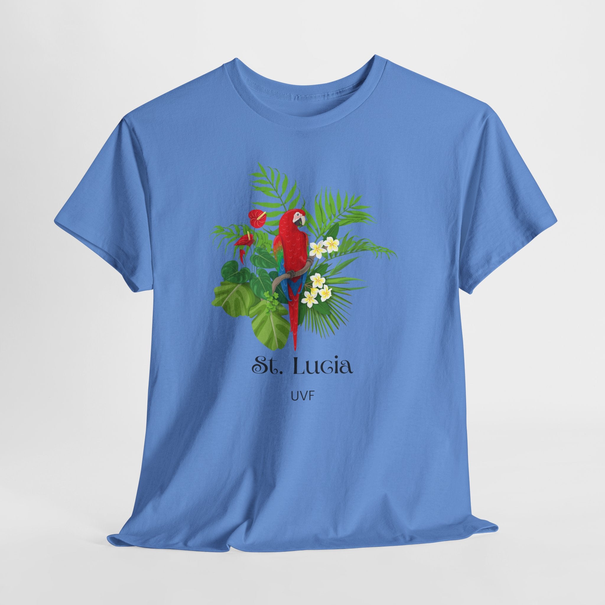 Colorful Tropical Paradise of St. Lucia, Caribbean Unisex Heavy Cotton Travel Tee - Destination St. Lucia