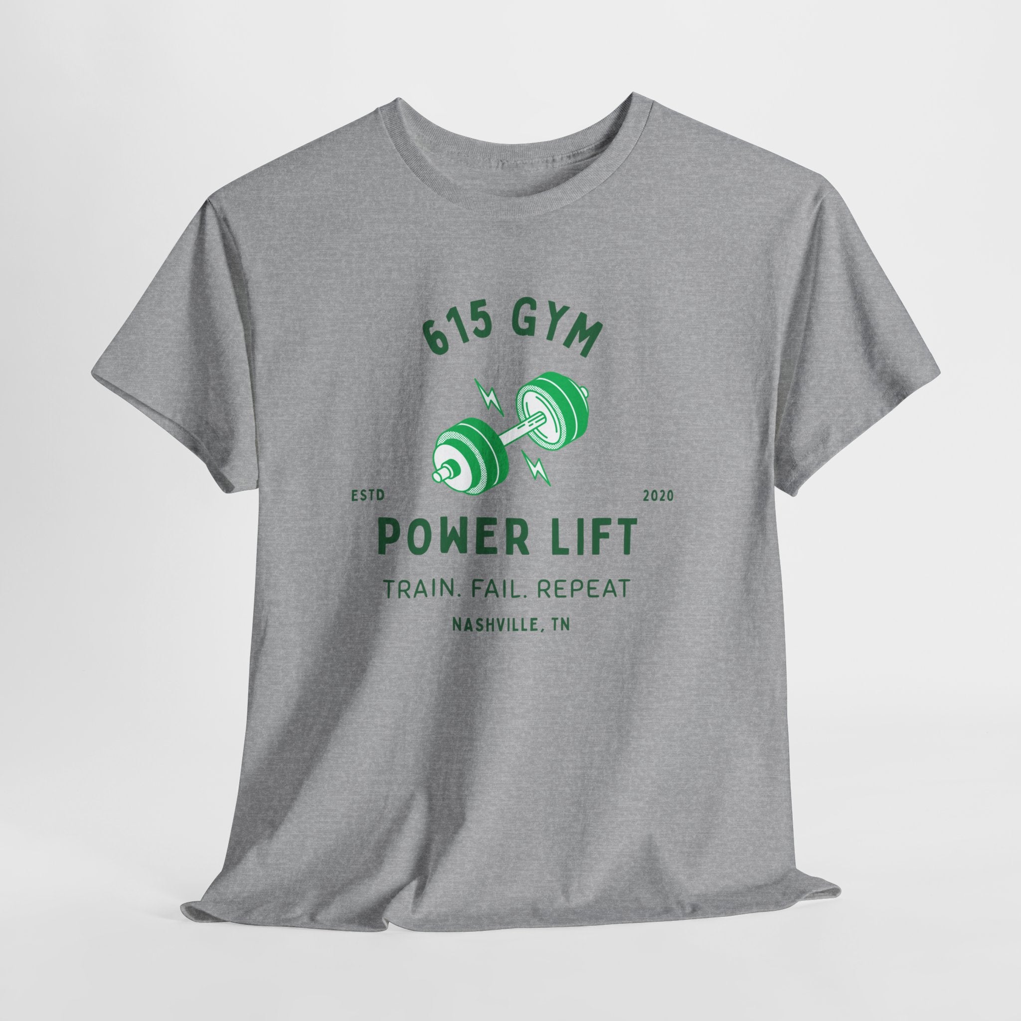 615 Gym Power Lift Nashville, TN  Classic workout gym Unisex Cotton Tee - Workout with Nashville's Popular 615 Gym Design