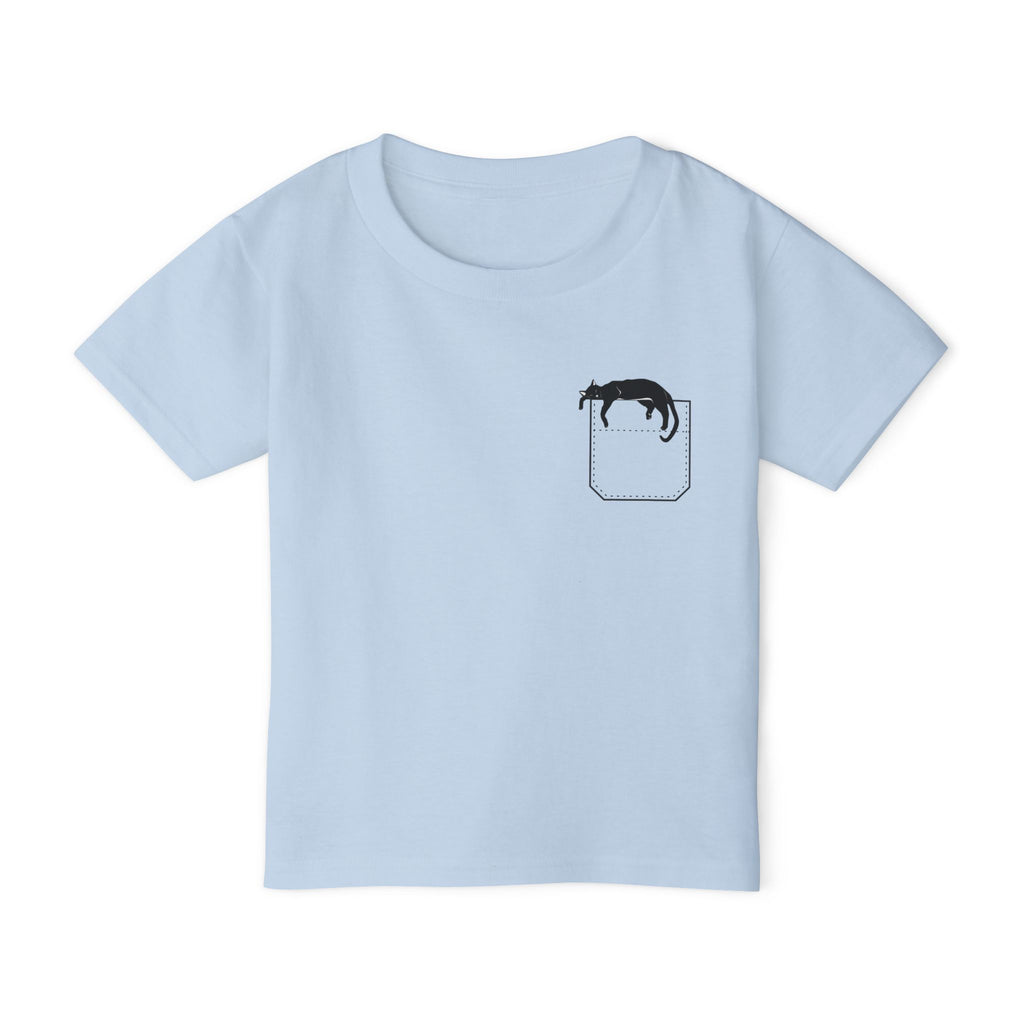Cute Pocket Pet (Cat) Unisex Heavy Cotton Toddler T-Shirt.  There is No Pocket on this Shirt.  The Pocket is part of the Artwork