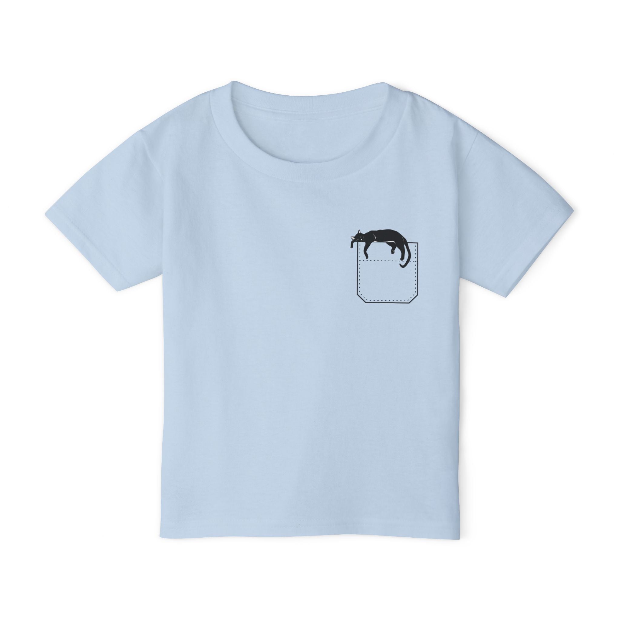 Cute Pocket Pet (Cat) Unisex Heavy Cotton Toddler T-Shirt.  There is No Pocket on this Shirt.  The Pocket is part of the Artwork