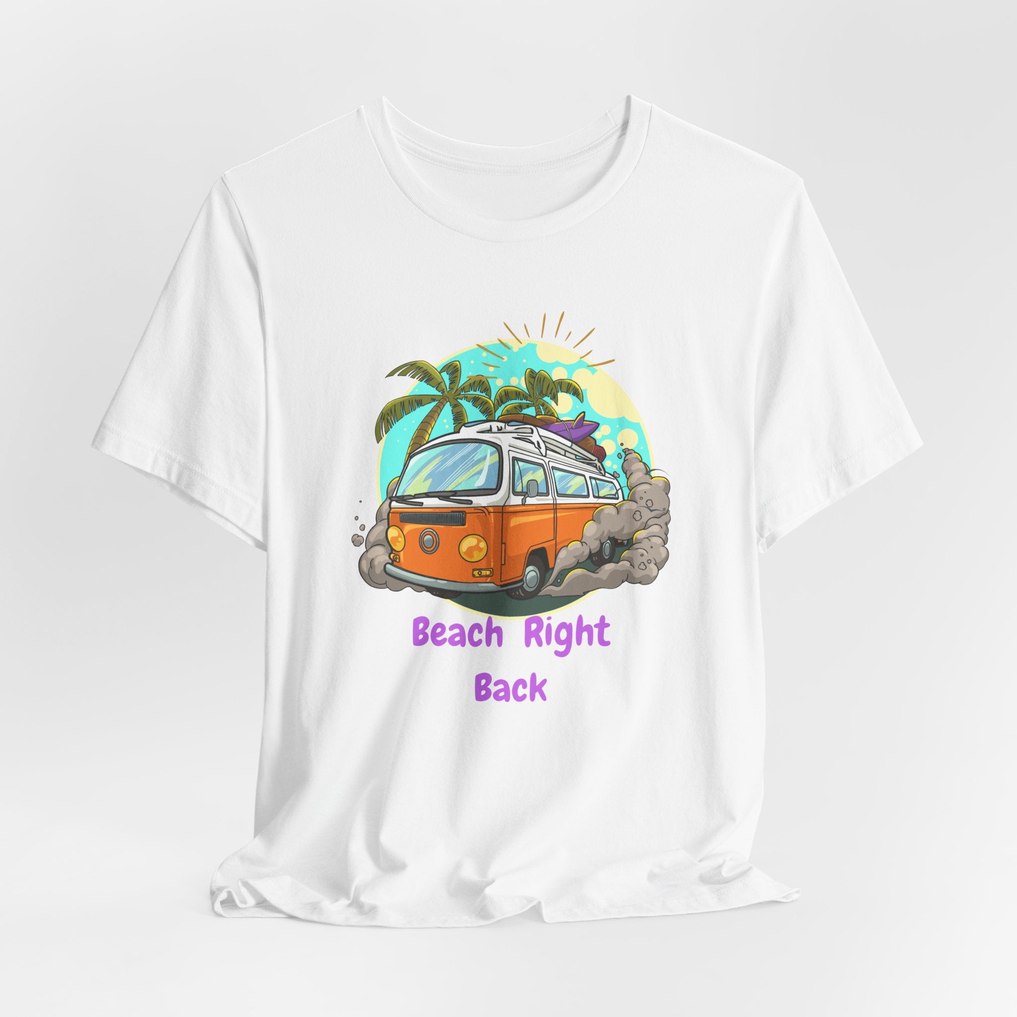 Retro VW Bus Beach Right Back Unisex Heavy Cotton Tee Shirt Design, Summer Shirt, Travel Tee, Casual Wear, Vacation Gift, Beach Holiday Clothing