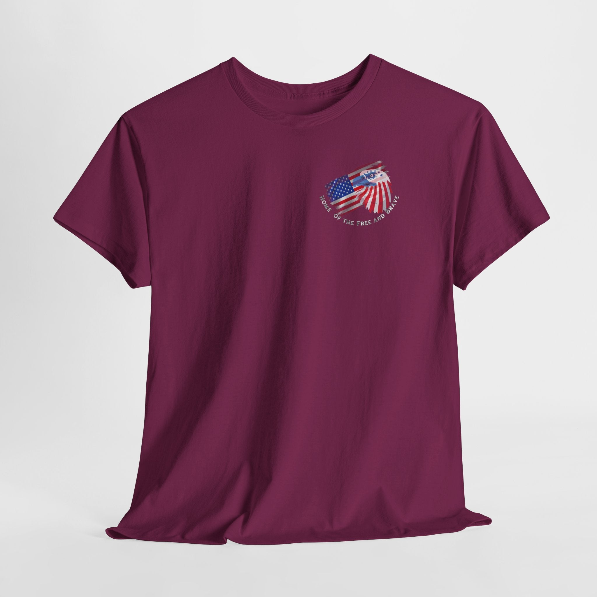 Patriotic Home of Free and Brave (Dark Shirts) Unisex Heavy Cotton Tee - Casual Tee, Vintage Style Shirt, Fourth of July Gift, USA Pride Apparel, Comfortable Everyday Wear
