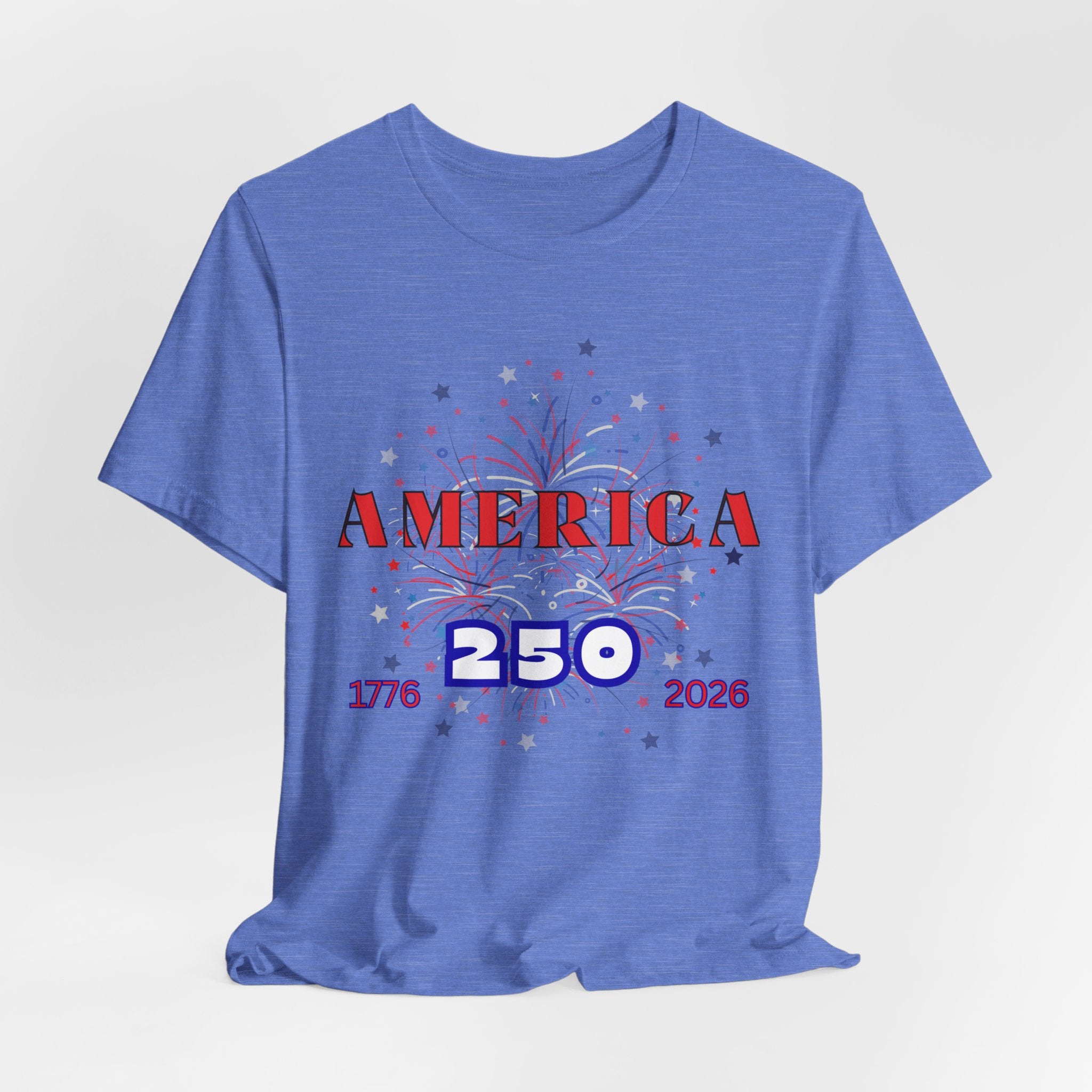 Celebrate America's 250th with this Festive Fireworks Tee, Unisex Jersey Short Sleeve Shirt, Fourth of July Celebration Tee, Independence Day Shirt, Patriotic Gift