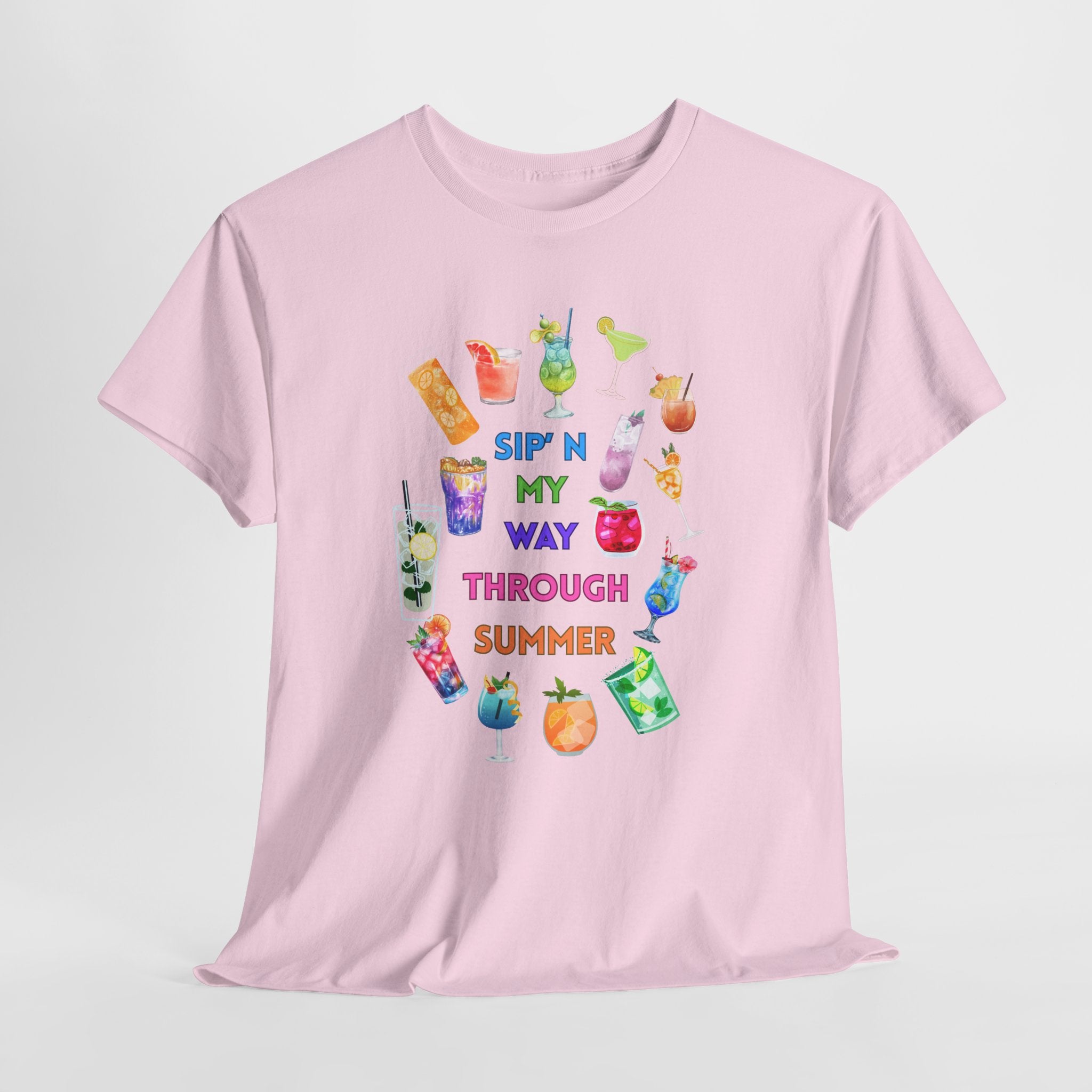 Declare Cocktail Culture at its finest Colorful Summer Unisex Tee - Sip'in My Way Through the Summer