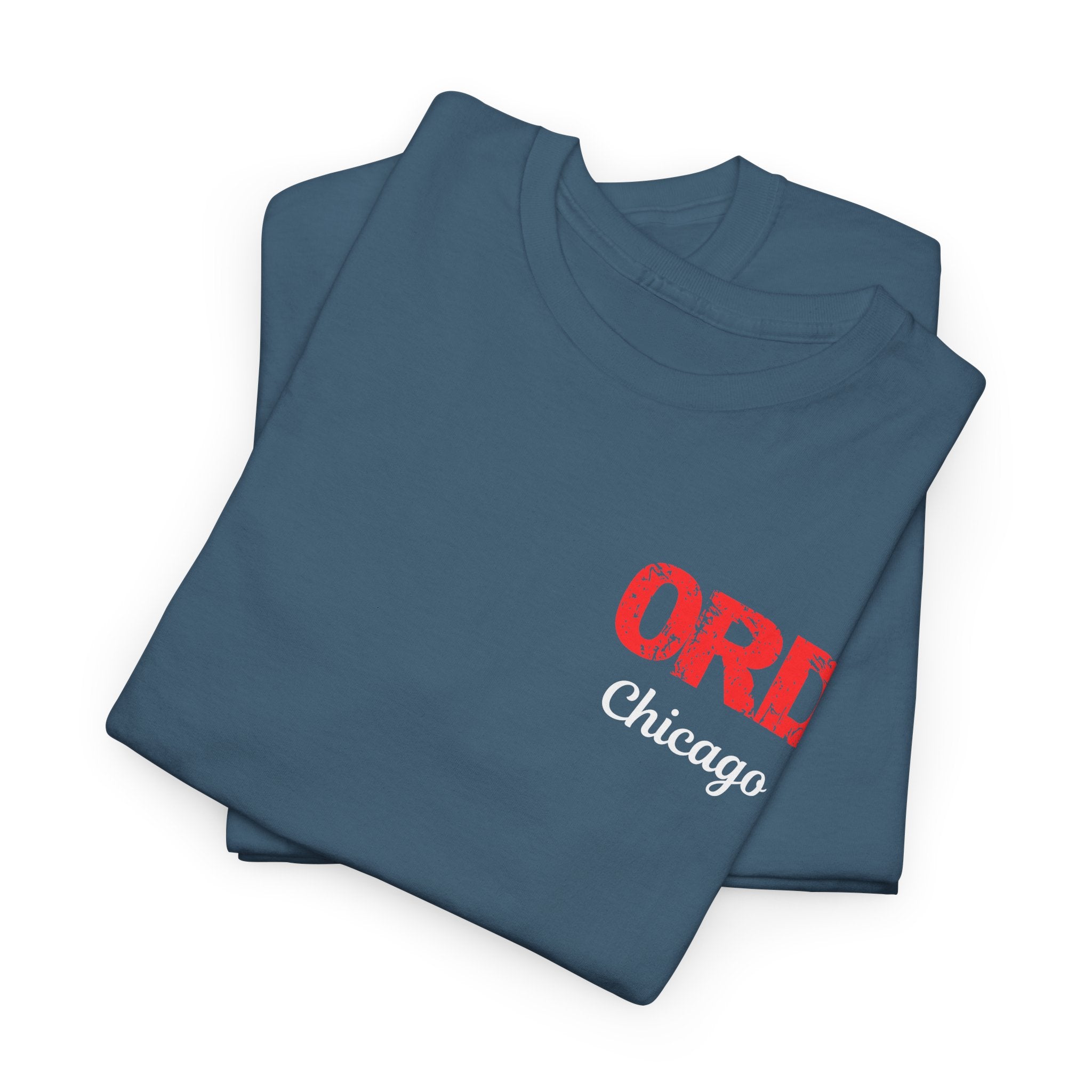 ORD Chicago International Airport Distressed Letter Unisex Heavy Cotton Tee Shirt