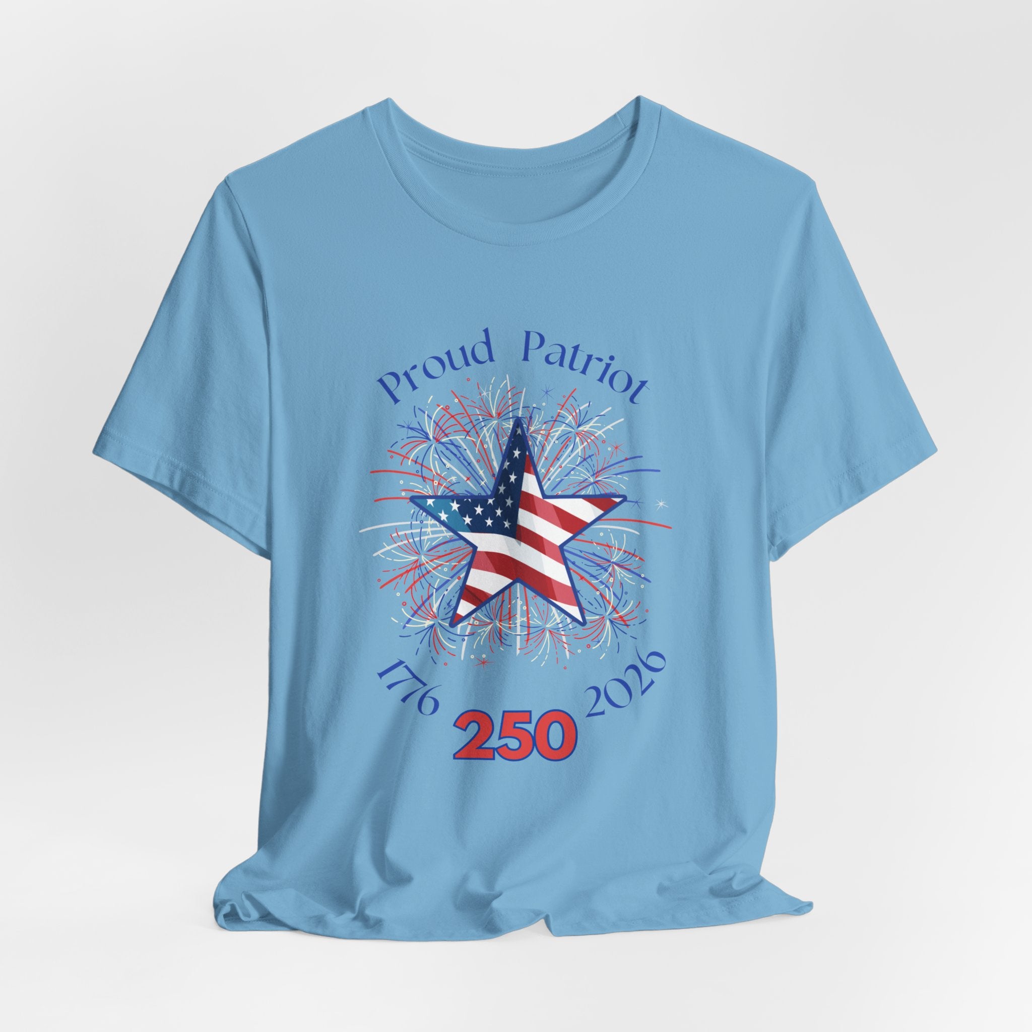 Patriotic Fireworks  Celebrate Americas 250th Birthday Short Sleeve Unisex Tee, Celebrate Freedom, July 4th Shirt, Proud Patriot Tee, Unisex Independence Day Top, Festive Casual Wear