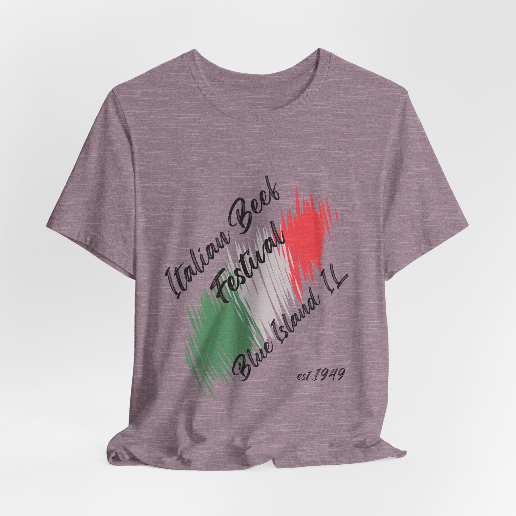 Classic Italian Beef Festival Blue Island IL  Unisex Heavy Cotton T‑Shirt — Graphic  Italian Flag Brushstroke Tee
