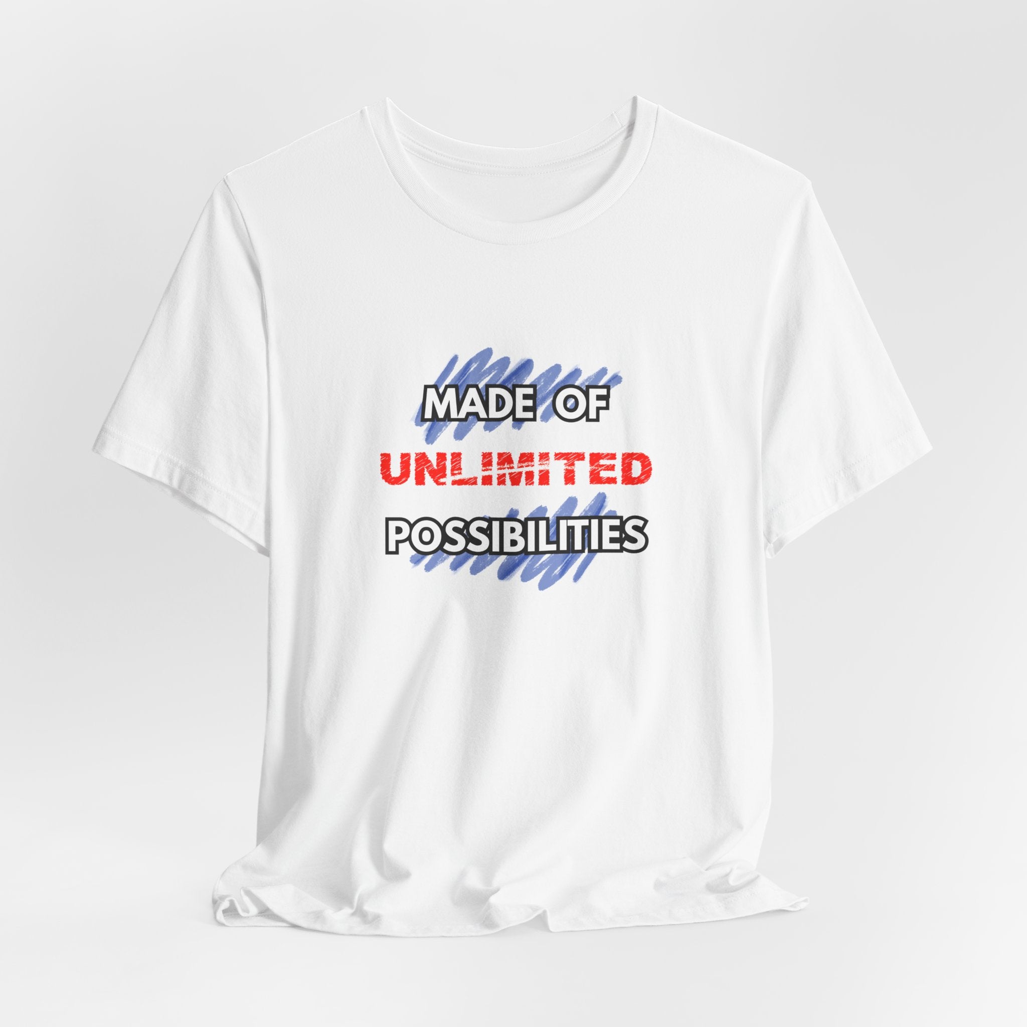 Inspirational Short Sleeve Unisex Workout Tee - Made of Unlimited Possibilities, Motivational Shirt, Casual Wear, Gift Idea, Everyday Tee, [...]