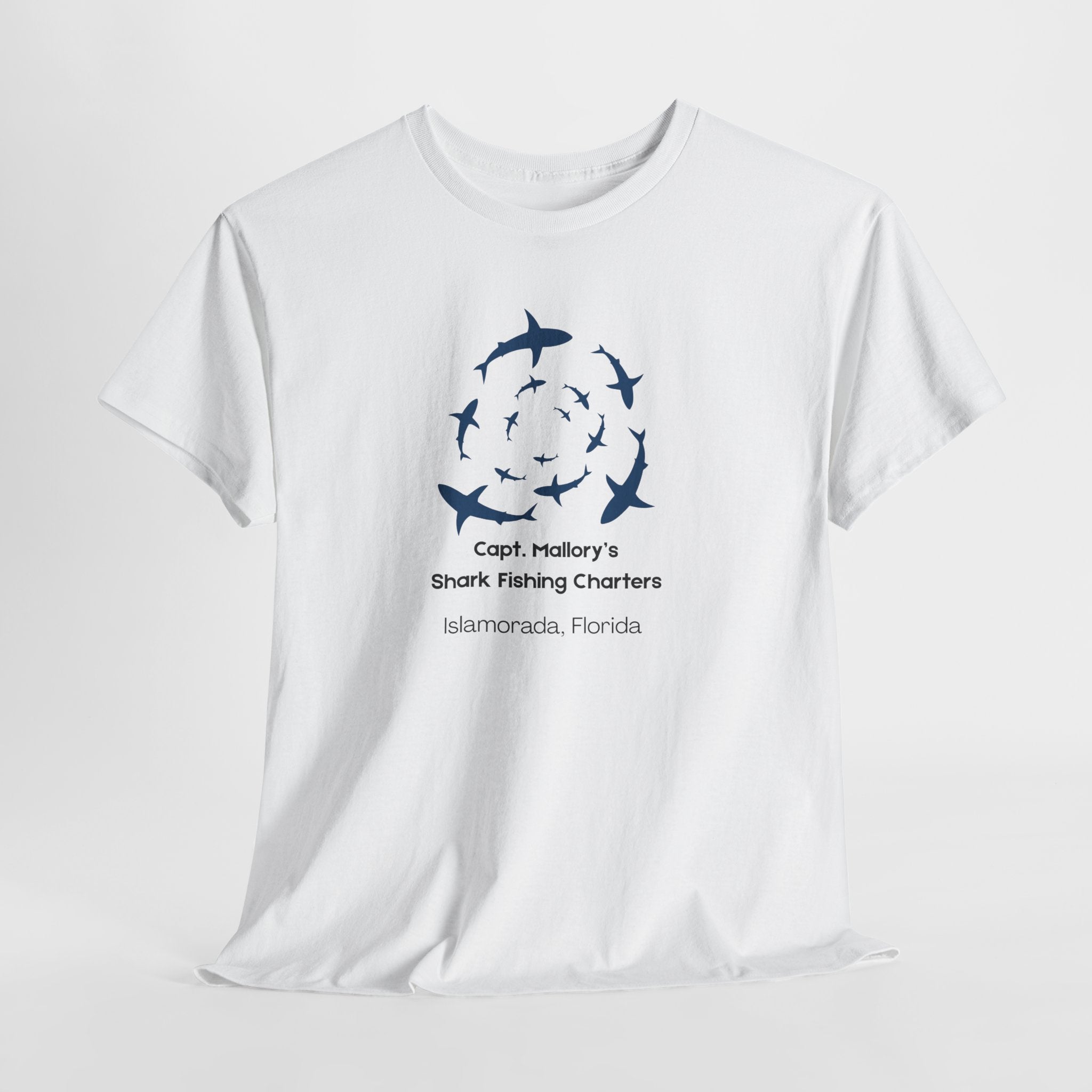 Cpt Mallory Shark Fishing Charters  Islamorada FL Tee, Unisex Cotton Shirt, Beachwear, Fishing Gift, Ocean Lover Apparel