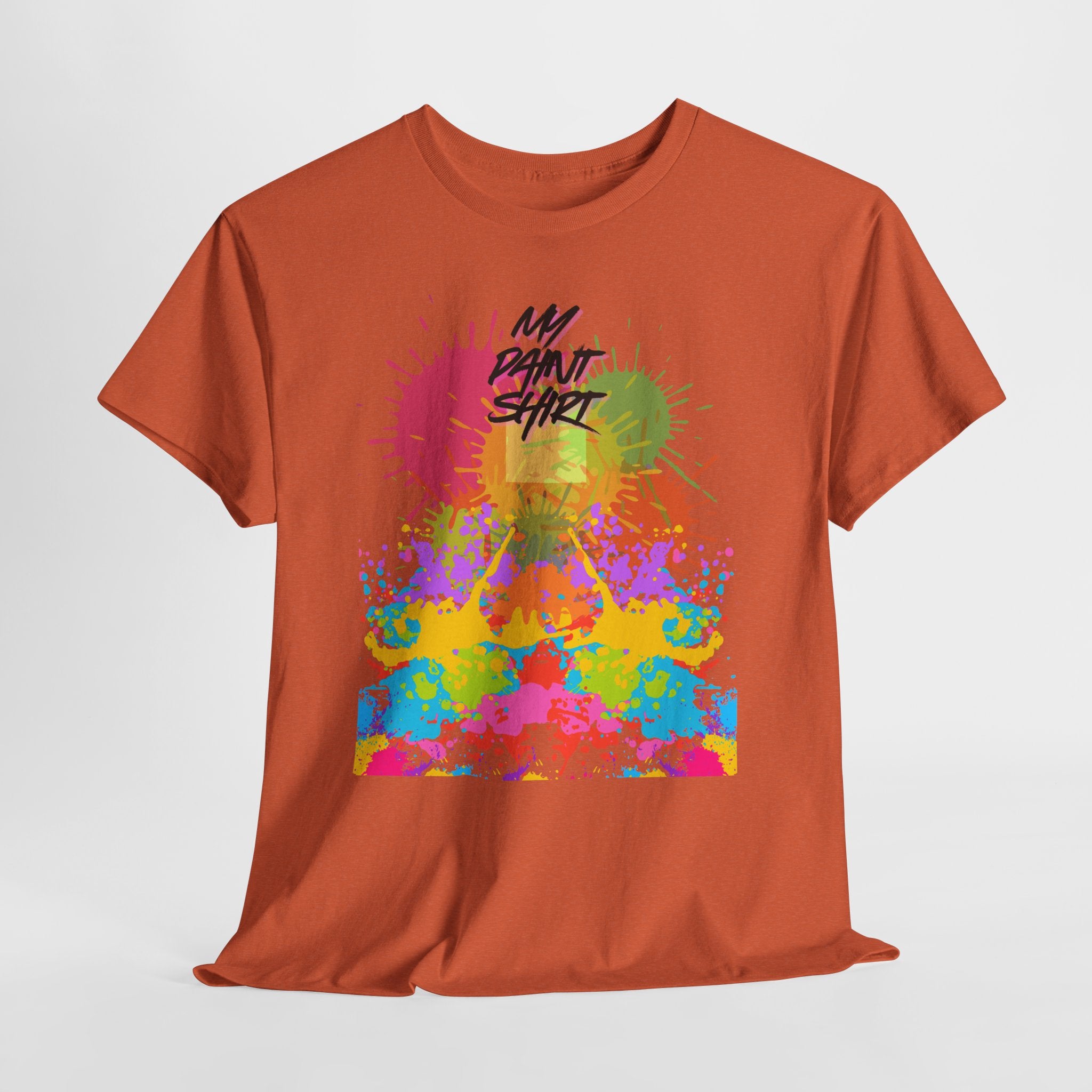 Fun Paint Splash Unisex Heavy Cotton T-Shirt — Colorful 'MY PAINT SHIRT' Perfect for the Artist in the Family
