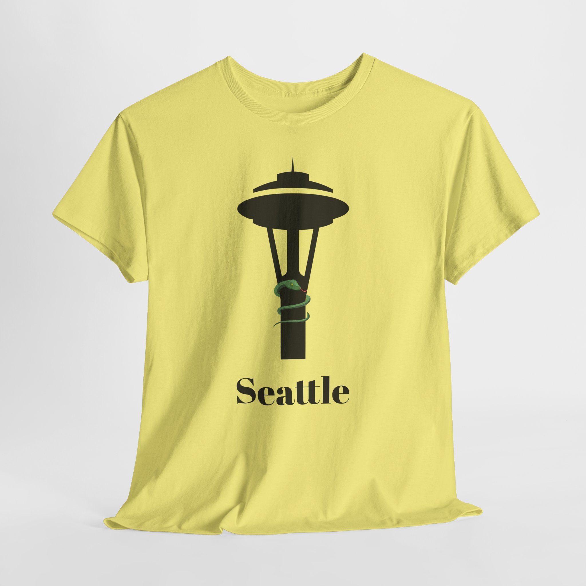 Quirky and Fun Seattle Needle Skyline Graphic Unisex Heavy Cotton Tee - Urban Style Graphic T-Shirt
