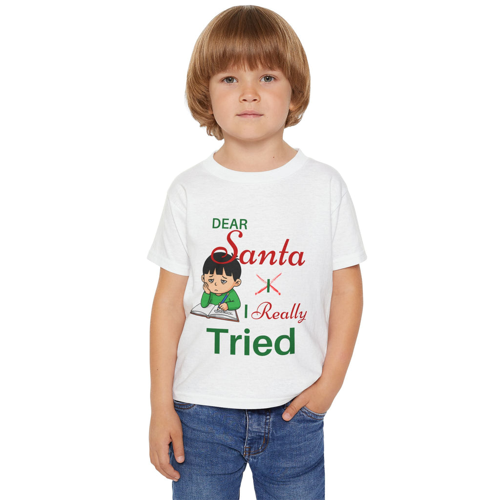 Cute  "Dear Santa I Really Tried"  Toddler-Child  Christmas Unisex  Heavy Cotton Tee Shirt
