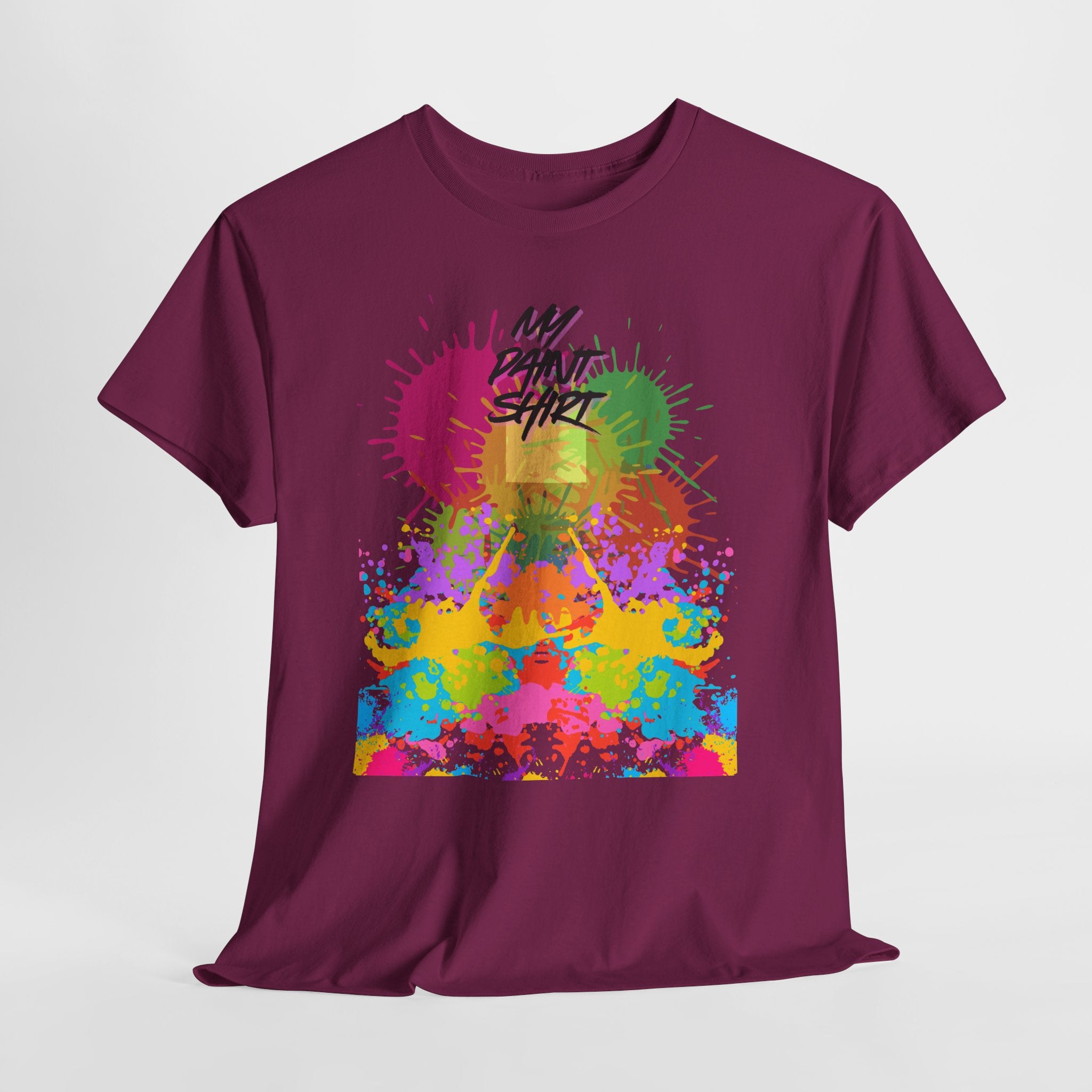 Fun Paint Splash Unisex Heavy Cotton T-Shirt — Colorful 'MY PAINT SHIRT' Perfect for the Artist in the Family
