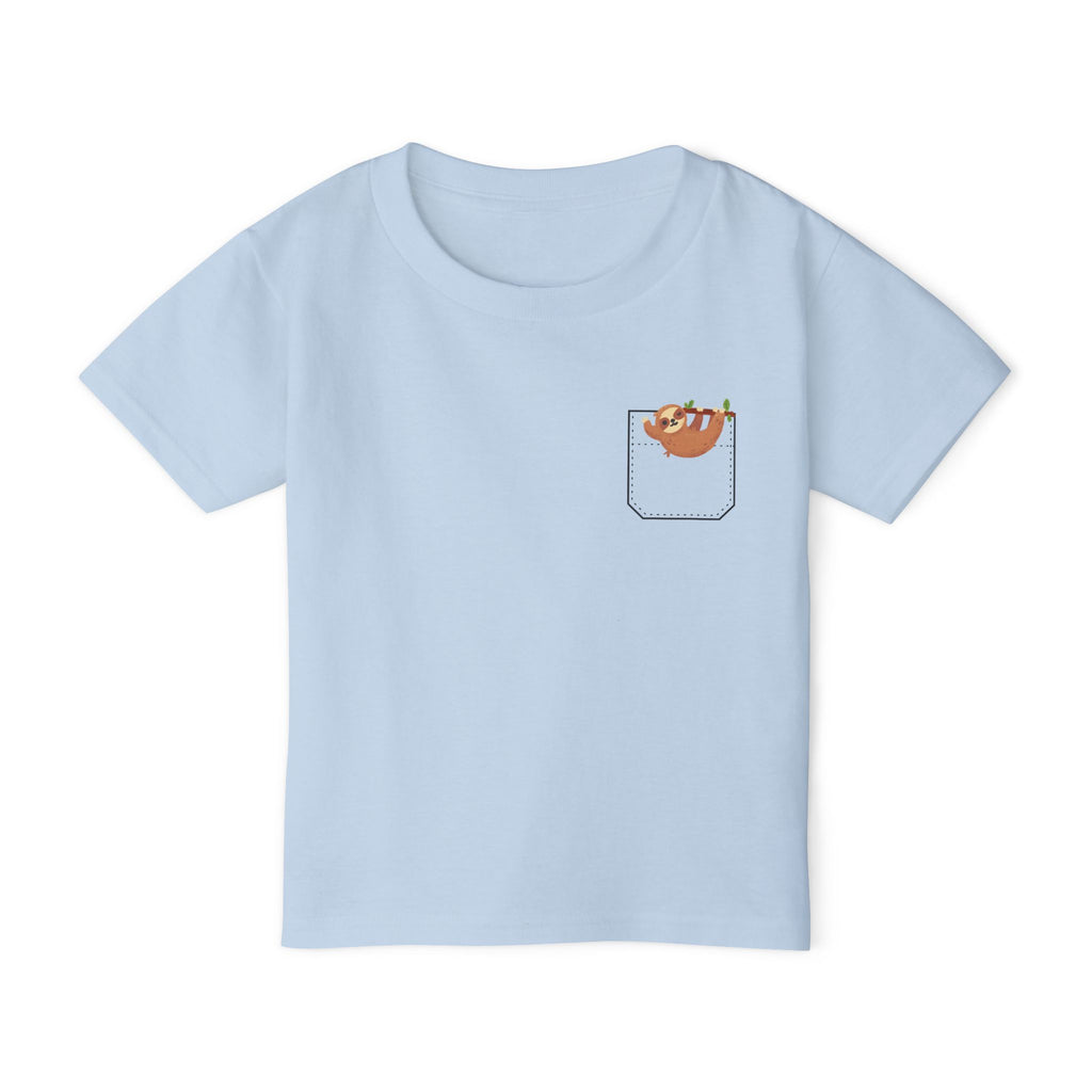 Fun and Cute Pocket Pet (Sloth) Unisex Heavy Cotton™ Toddler T-shirt.  There is NO Pocket in this Shirt...The Pocket is part of the Artwork